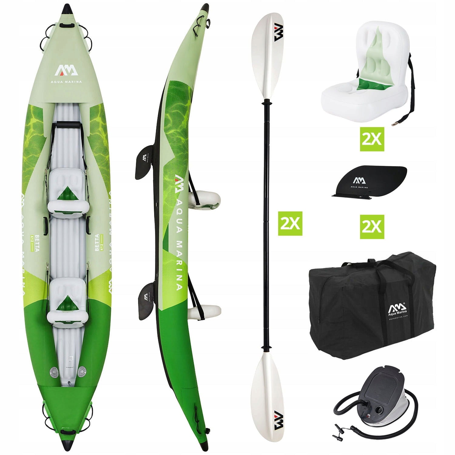 Kajak nafukovací Aqua Marina Betta 412 pro 2 osoby, model 2022
