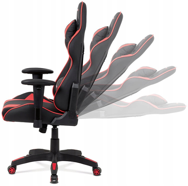Kancelářská židle houpací mech., černá + červená koženka, plast. kříž KA-F0 Furniture depth 70 cm