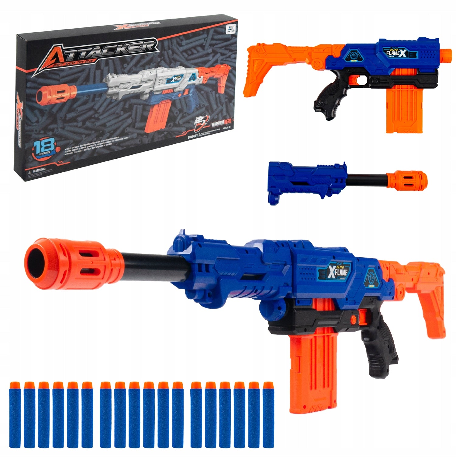 Vaikiškas automatas su šoviniais - X-Flame Elite, mėlynas
