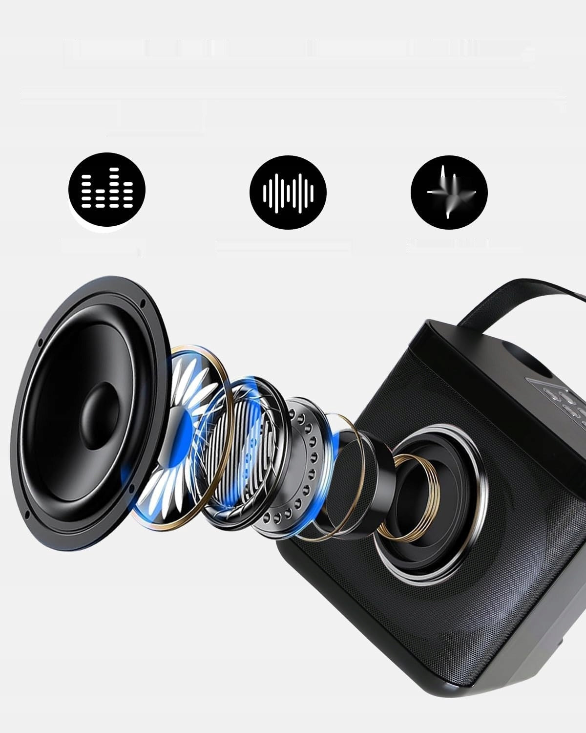 Karaoke machine with 2 Bluetooth microphones, voice change, LED1396 lights Manufacturer code MMF-307B