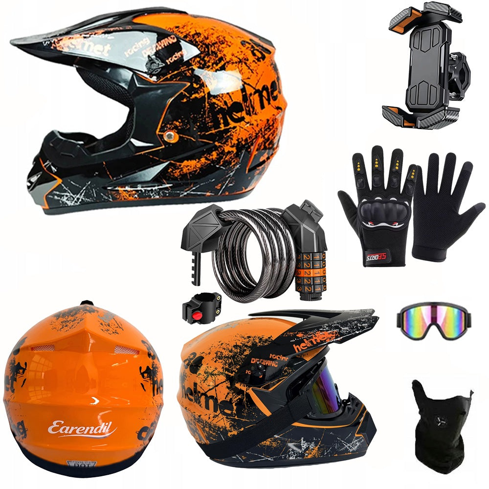 Kask motocyklowy + rękawice + gogle + uchwyt na telefon L(57-58cm)