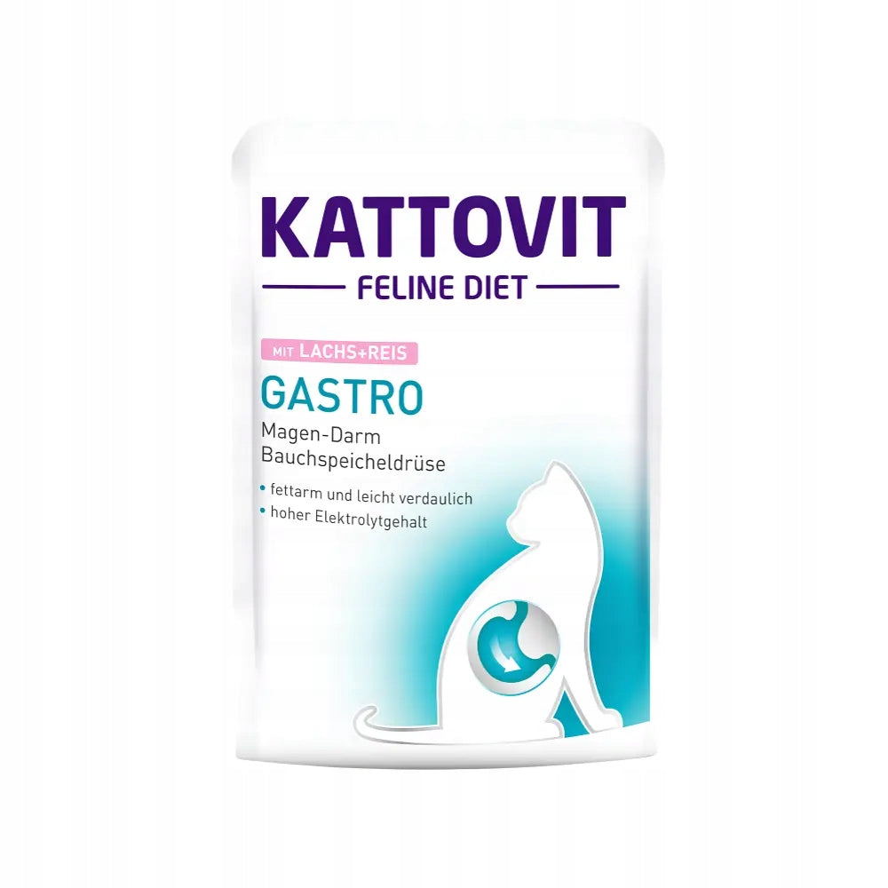 Kattovit Gastro Salmon with rice 85g Wet cat food intestinal stomach Brand Kattovit