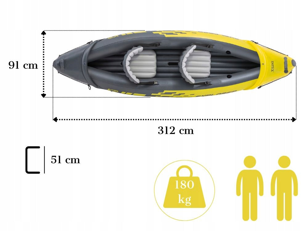 Kayak 2os. Explorer K2 Intex 68307 Pump Paddle Bag MODEL 2026 Packaging status original