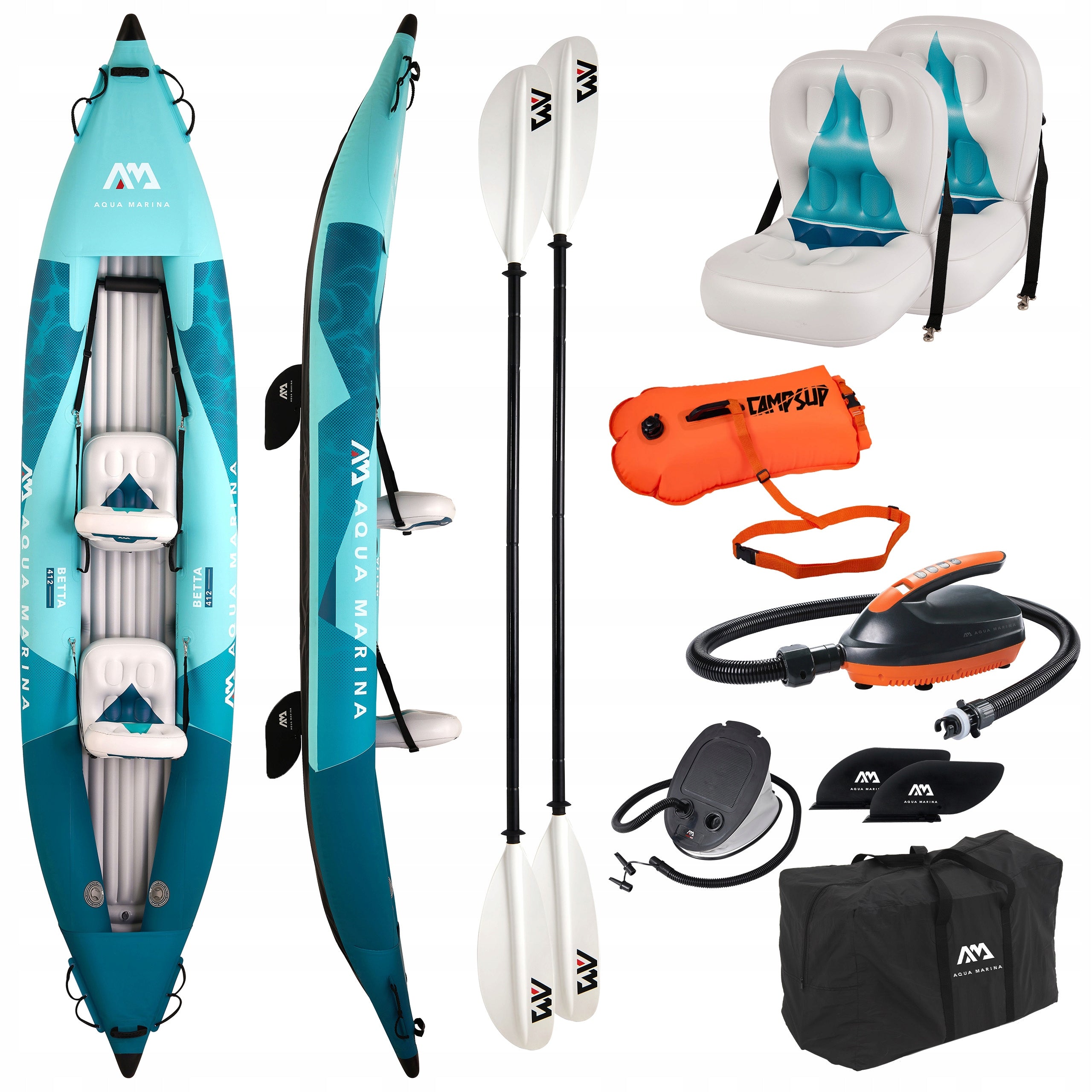 Kayak Aqua Marina Betta 412 Blue 2026 2-seater +Electric pump +Battle