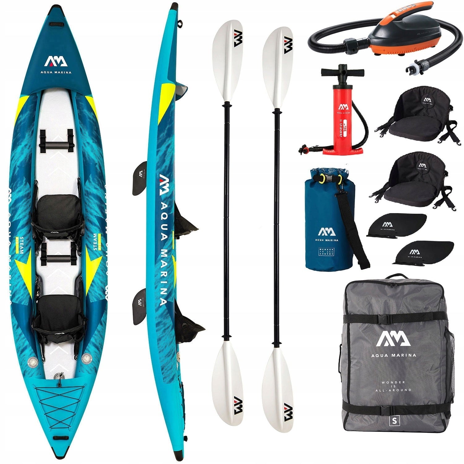 Kayak Aqua Marina STEAM-412 cm 2-seater cm +2x KP-1 +Pump EP-T16 +Battle Manufacturer code ST-412-2022-2-KP1-B0303691-BOJKADM