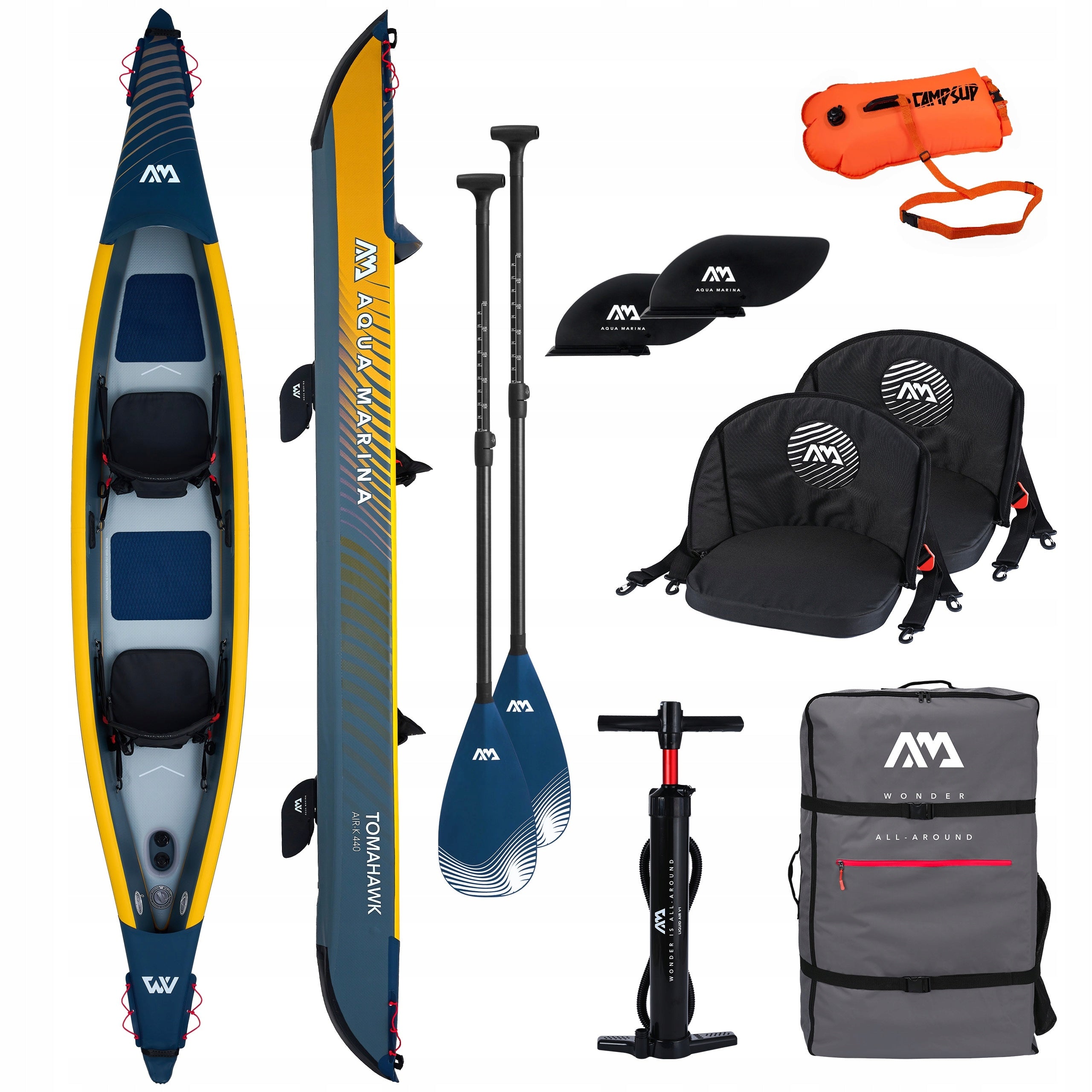 Kayak Aqua Marina Tomahawk Air-K440 + 2 paddles CP-1 + Inflatable buoy