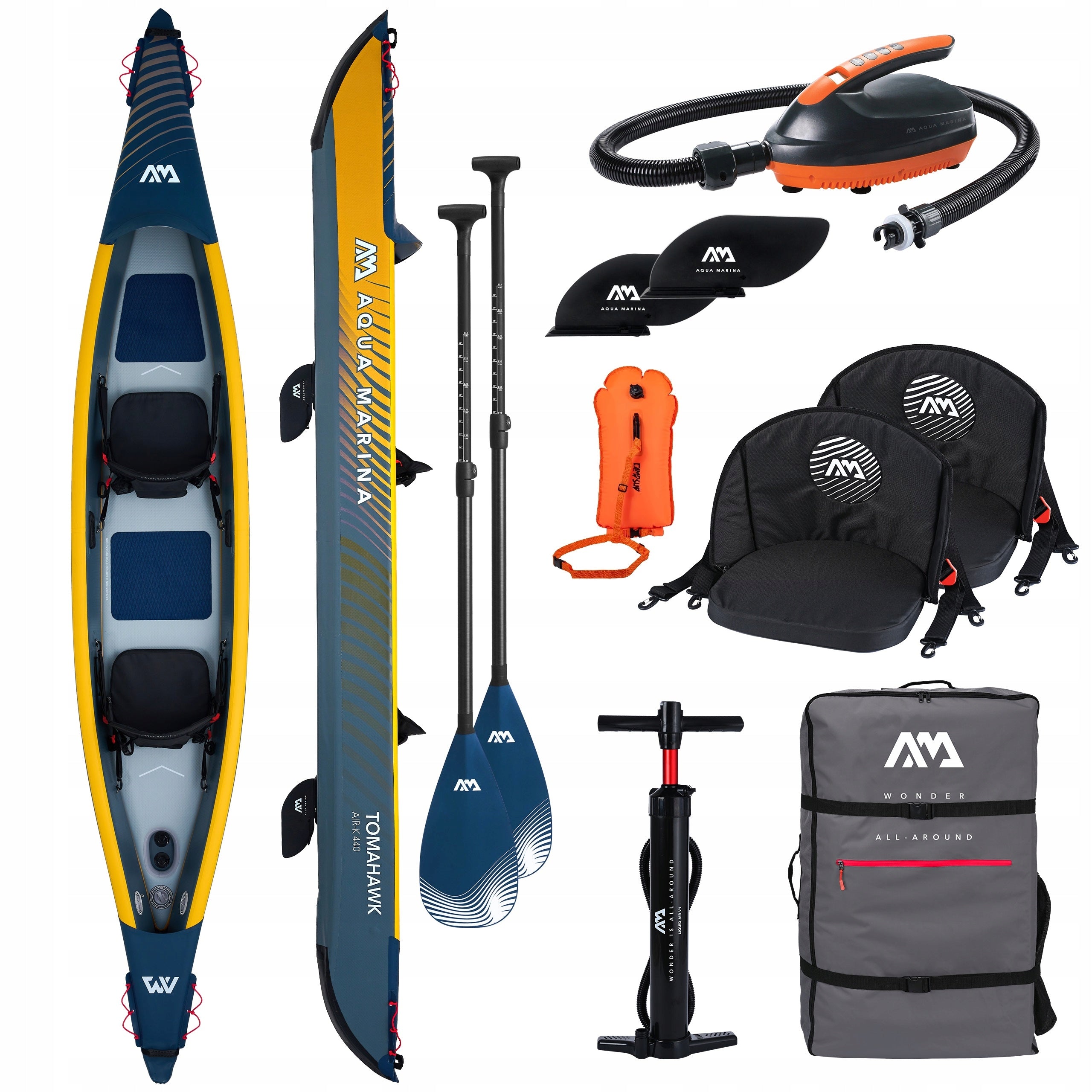 Kayak Aqua Marina Tomahawk Air-K440 + 2 paddles CP-1 + Pump EP-T16 + buoy