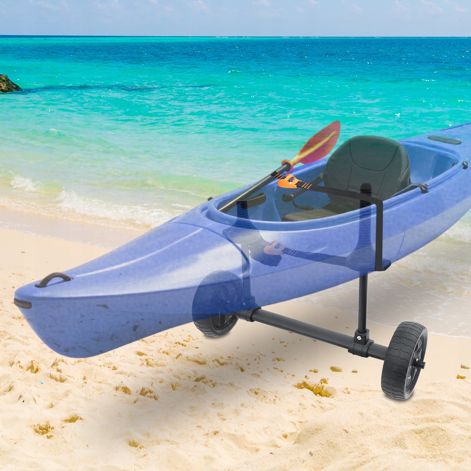 Kayak Cart Adjustable Width 6-28CM, Detachable Canoe Transport Cart 45KG Packaging status original