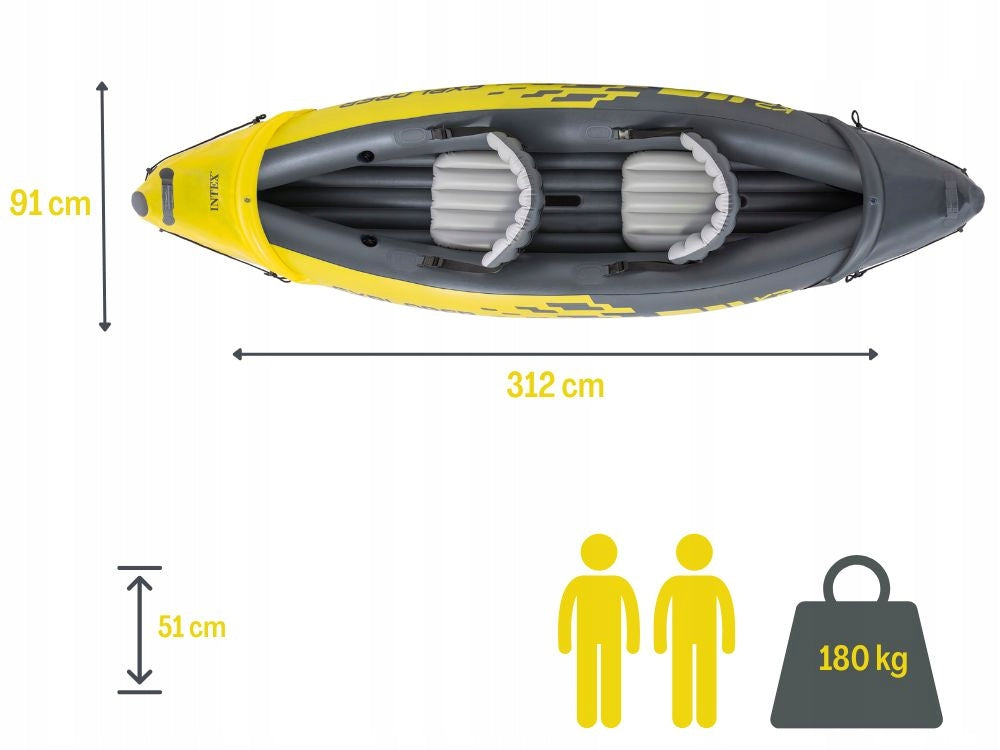 Kayak Explorer K2 2os. Intex Pump + Paddles + Bag 68307 MODEL 2026 EAN (GTIN) 0078257683079