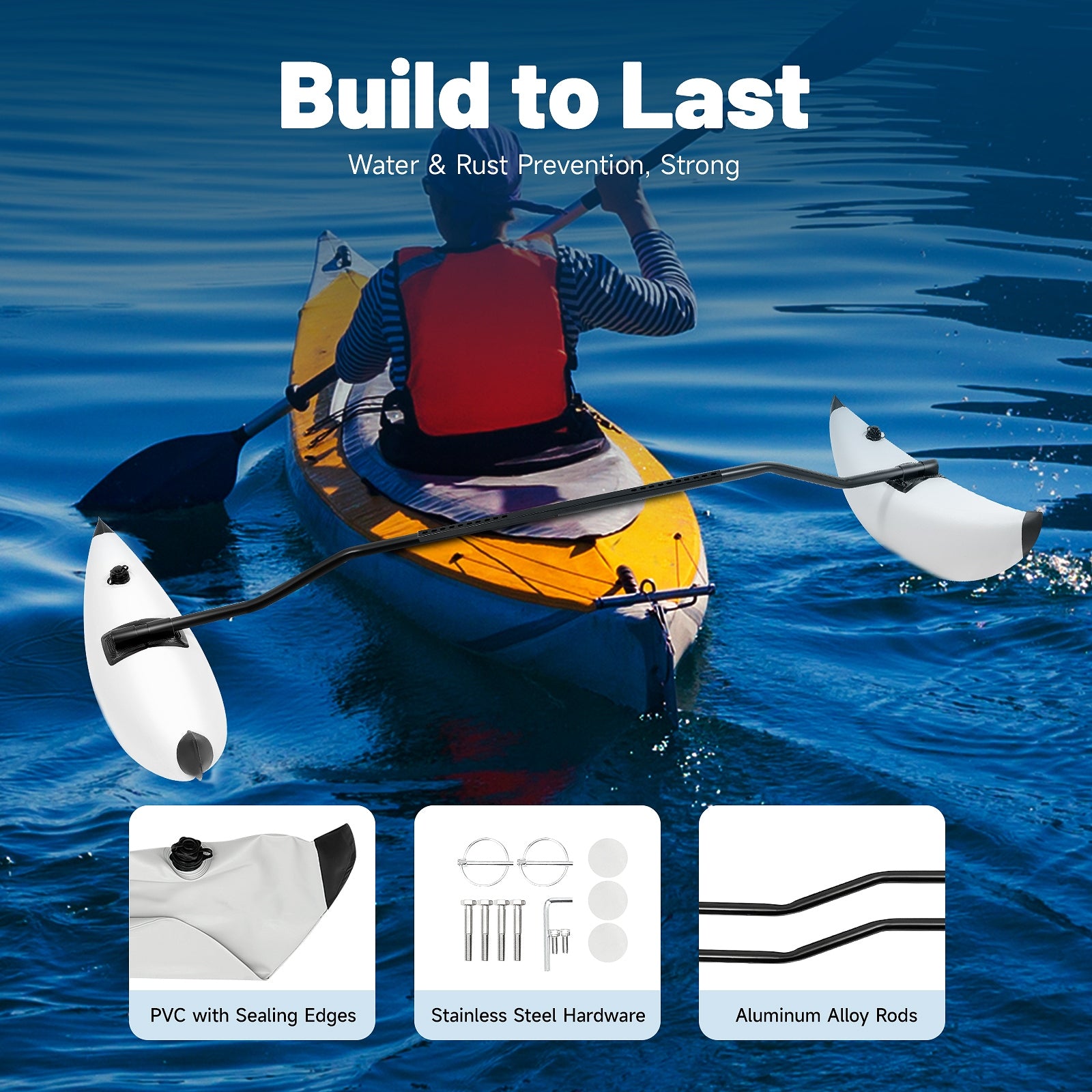 Kayak Outrigger Stabilizer, 2 PCS, 98.5cm PVC Inflatable Outrigger Float Manufacturer code 2 PCS, 98.5cm PVC Inflatable Outrigger Float