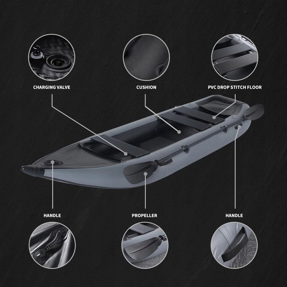 Kayak Pumped 2-Person Fishing Boat WaveRite Set Brand Aqua Marina