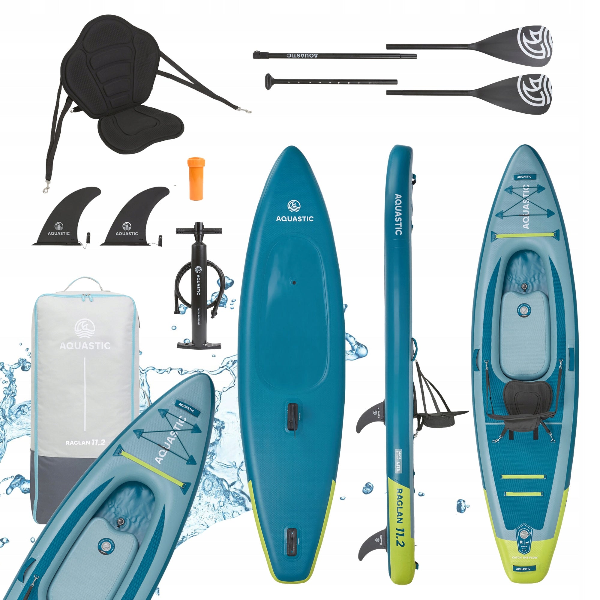 Kayak/SUP hybrid AQUASTIC Raglan 11'2" PNEUMATIC 240 cm / full set