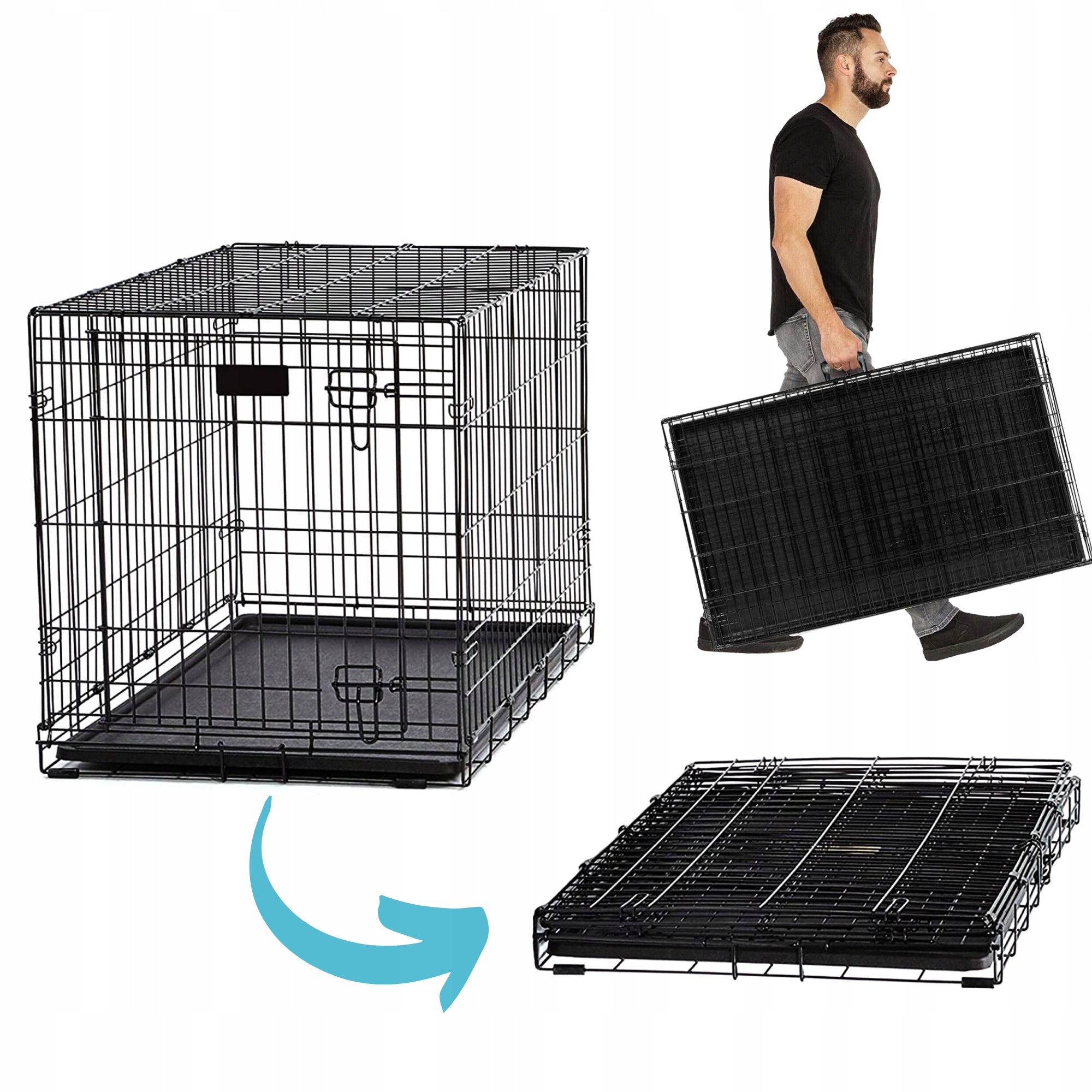 Kennel CAGE Large L for Dog 90x57x63 Folding Playpen Metalow Transporter Packaging status original