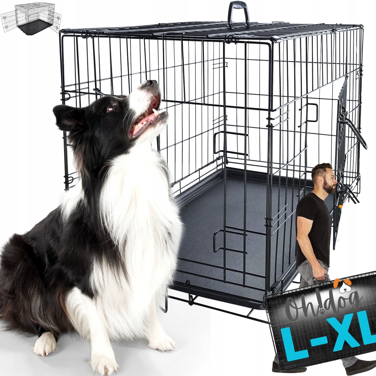 Kennel CAGE Large L for Dog 90x57x63 Folding Playpen Metalow Transporter