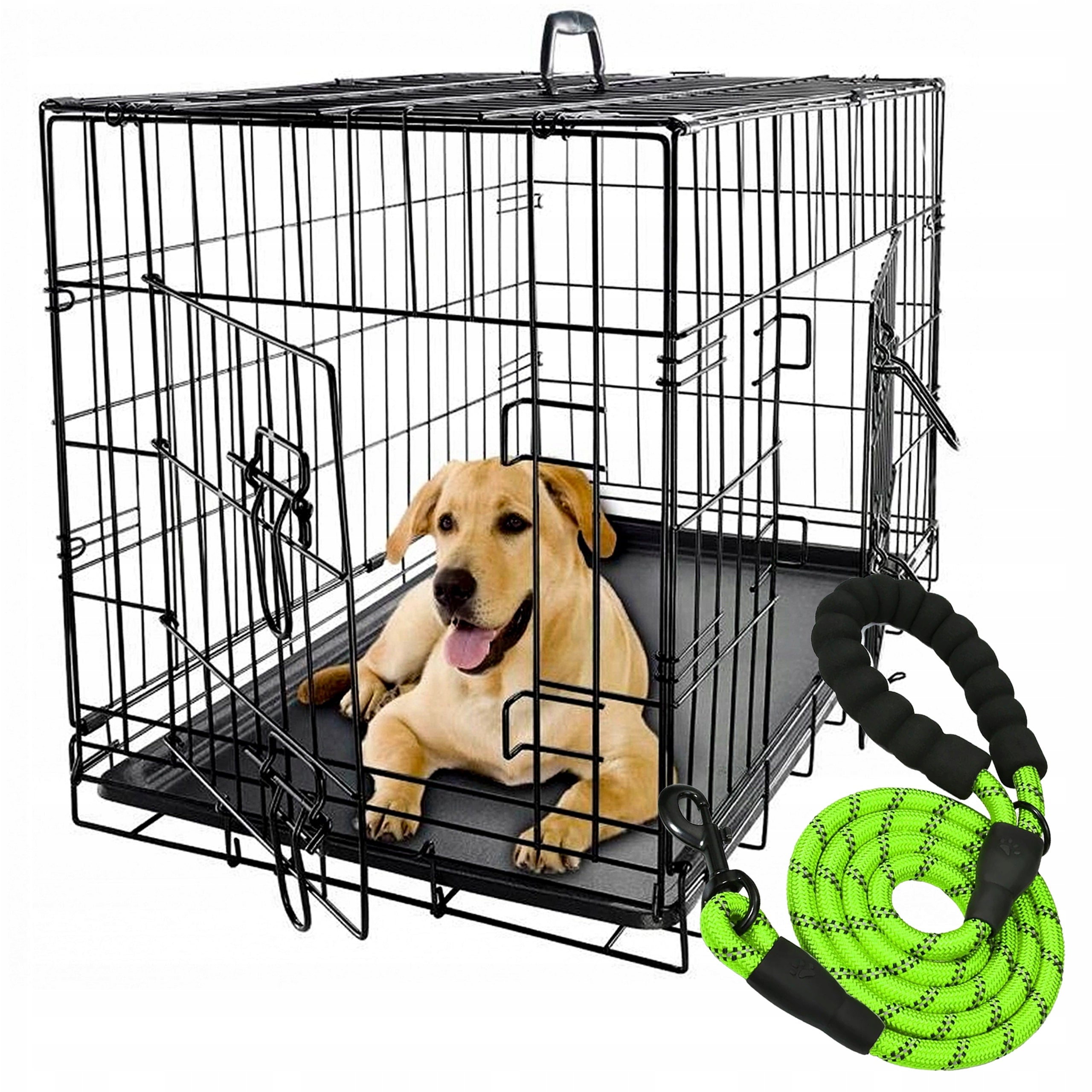 Kennel Cage Transporter for Cat Dog Large Metal Folding 76x54x61