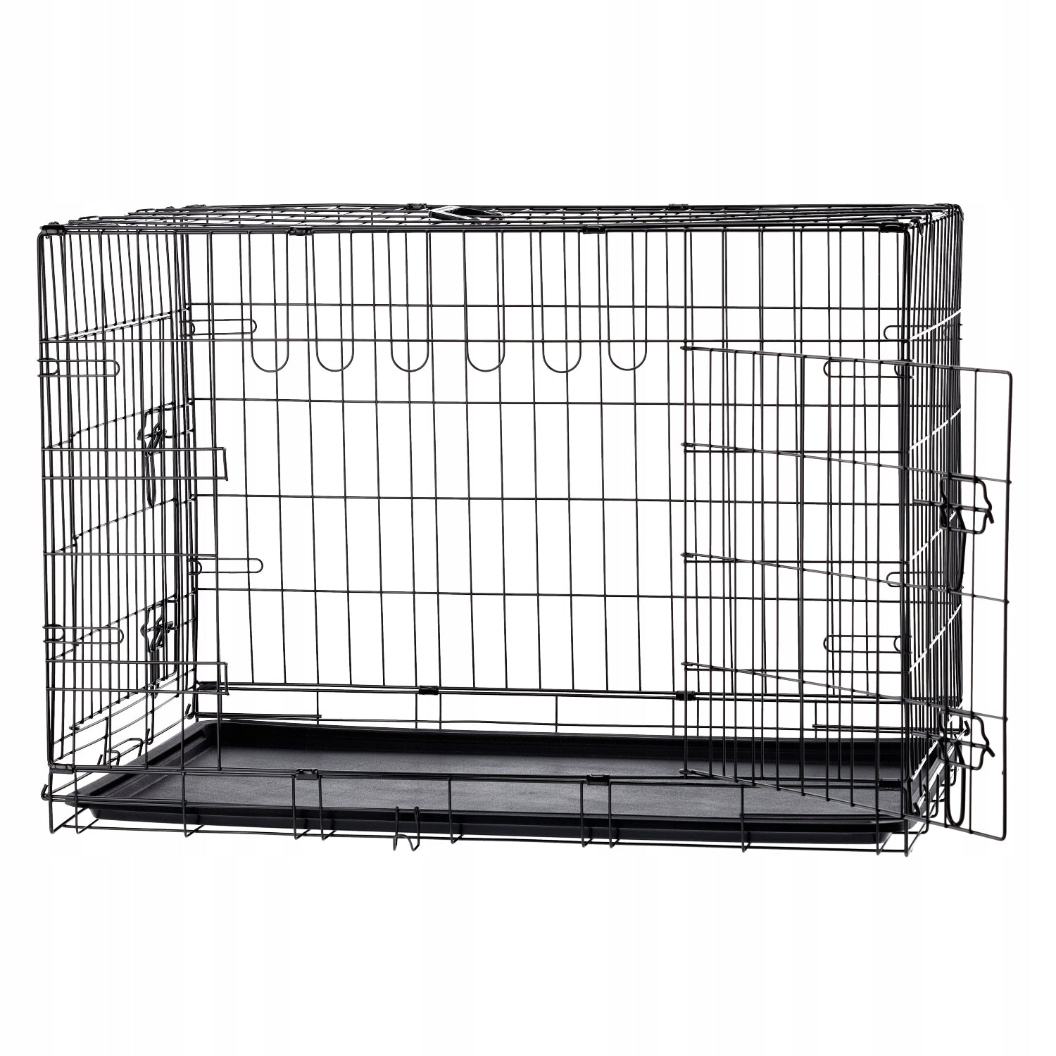Kennel cage L 76x45x51 cm for Dog – Two-door, Folding, Metal with Kind cage