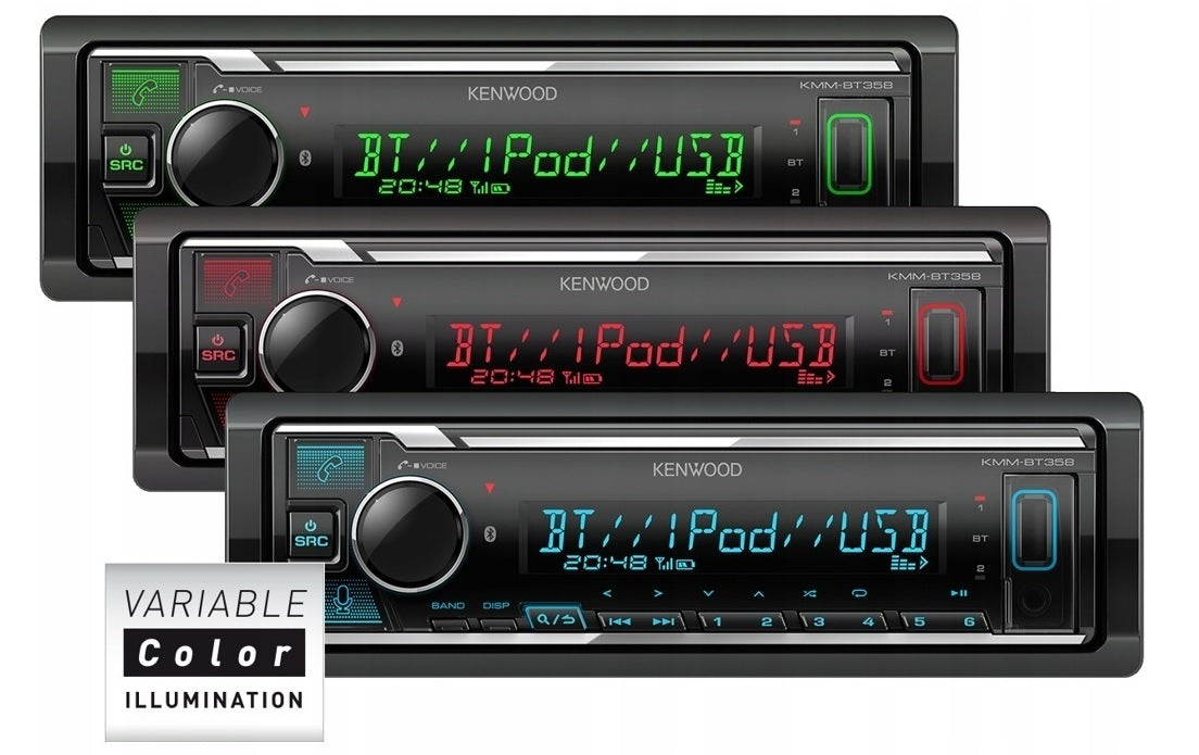 Kenwood KMM-BT358 Car radio Bluetooth MP3 USB AUX VarioColor 3xRCA