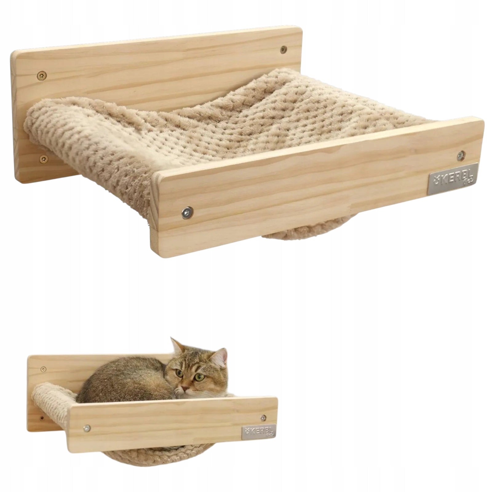 Kerbl Cat Hammock Wall Mount Grey Shelf Strong Wall Mount 38X33,5X16