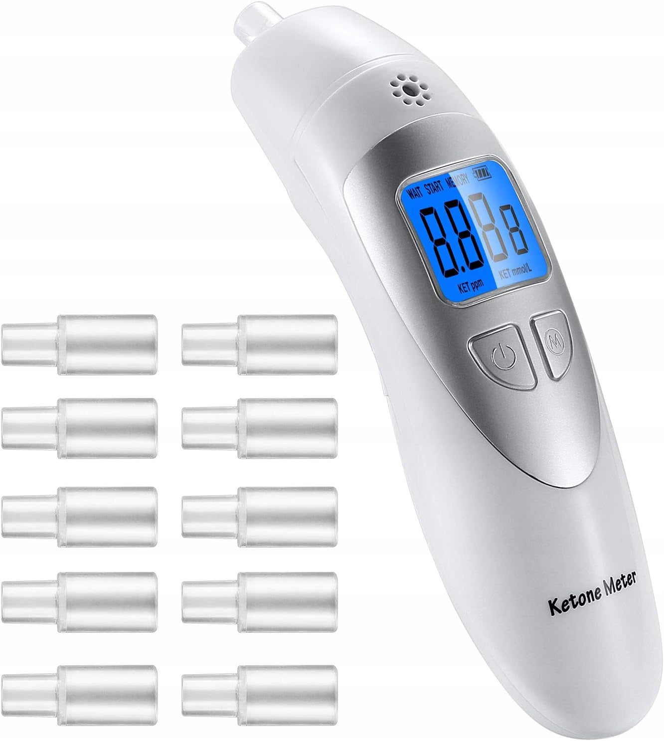 Ketone Breathalyzer Ketone Meter 0-99 PPM Keto Acetone 32 Measurements Mouthpieces