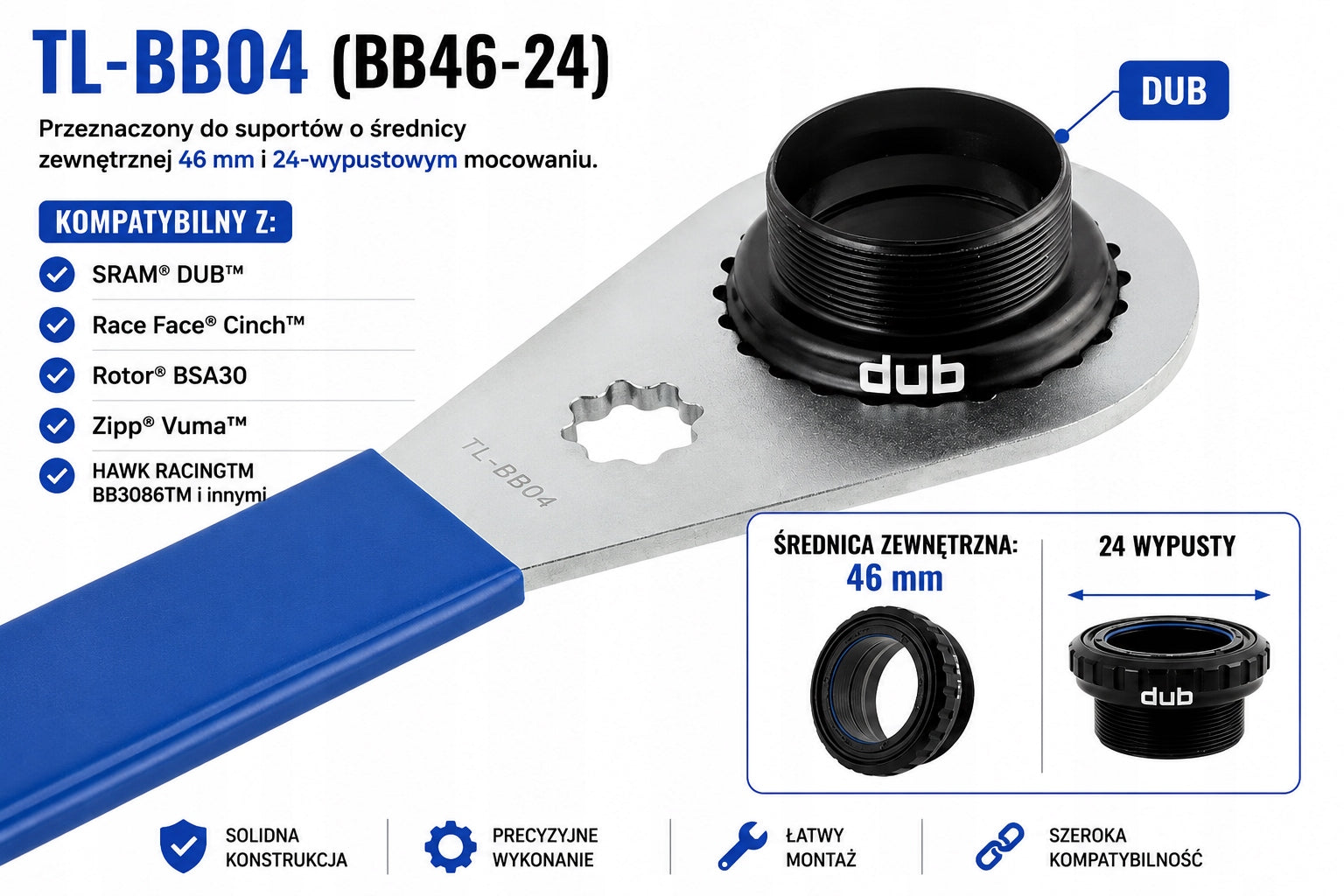 Key to Support SRAM DUB BSA30 Rotor Race Face TOOPRE TL-BB04 BB46-24T Manufacturer code TL-BB04