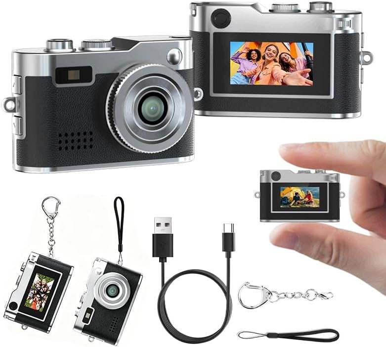 Keychain Camera Mini Retro Digital Camera 1080P Screen 0.96 Inch Gift