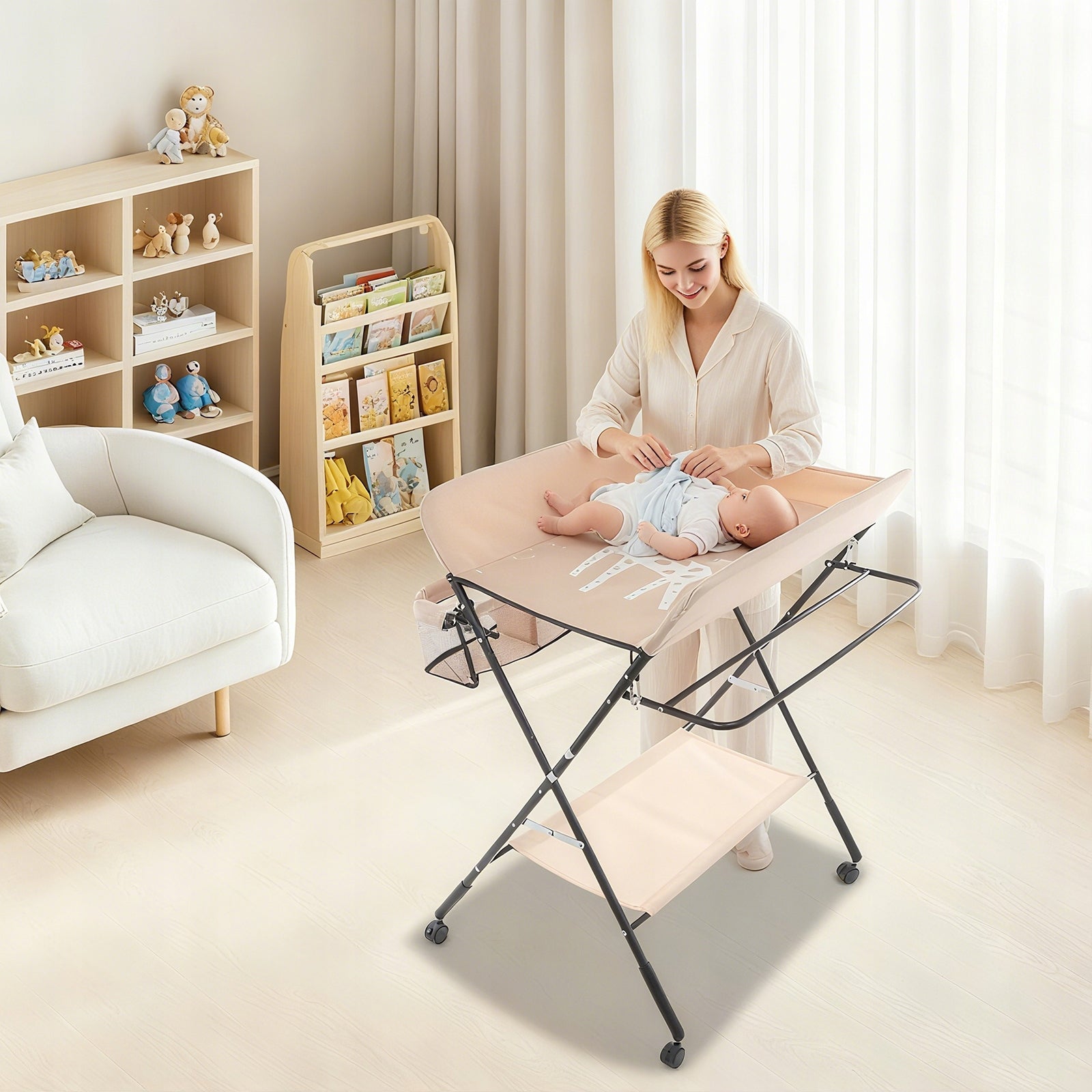 Khaki Baby Changing Table With wheels Manufacturer code s642