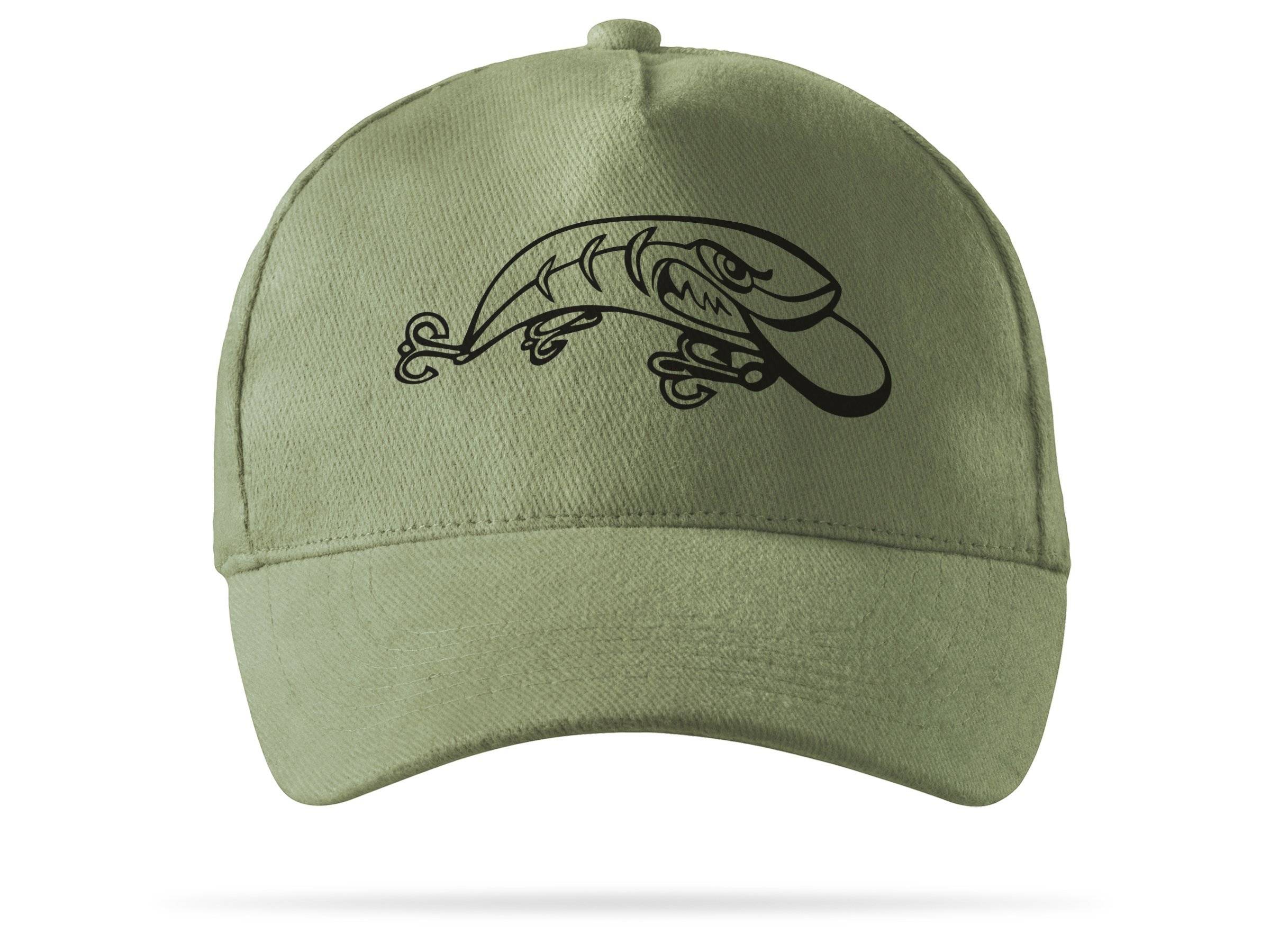 Khaki Baseball Cap for Fisherman with Print