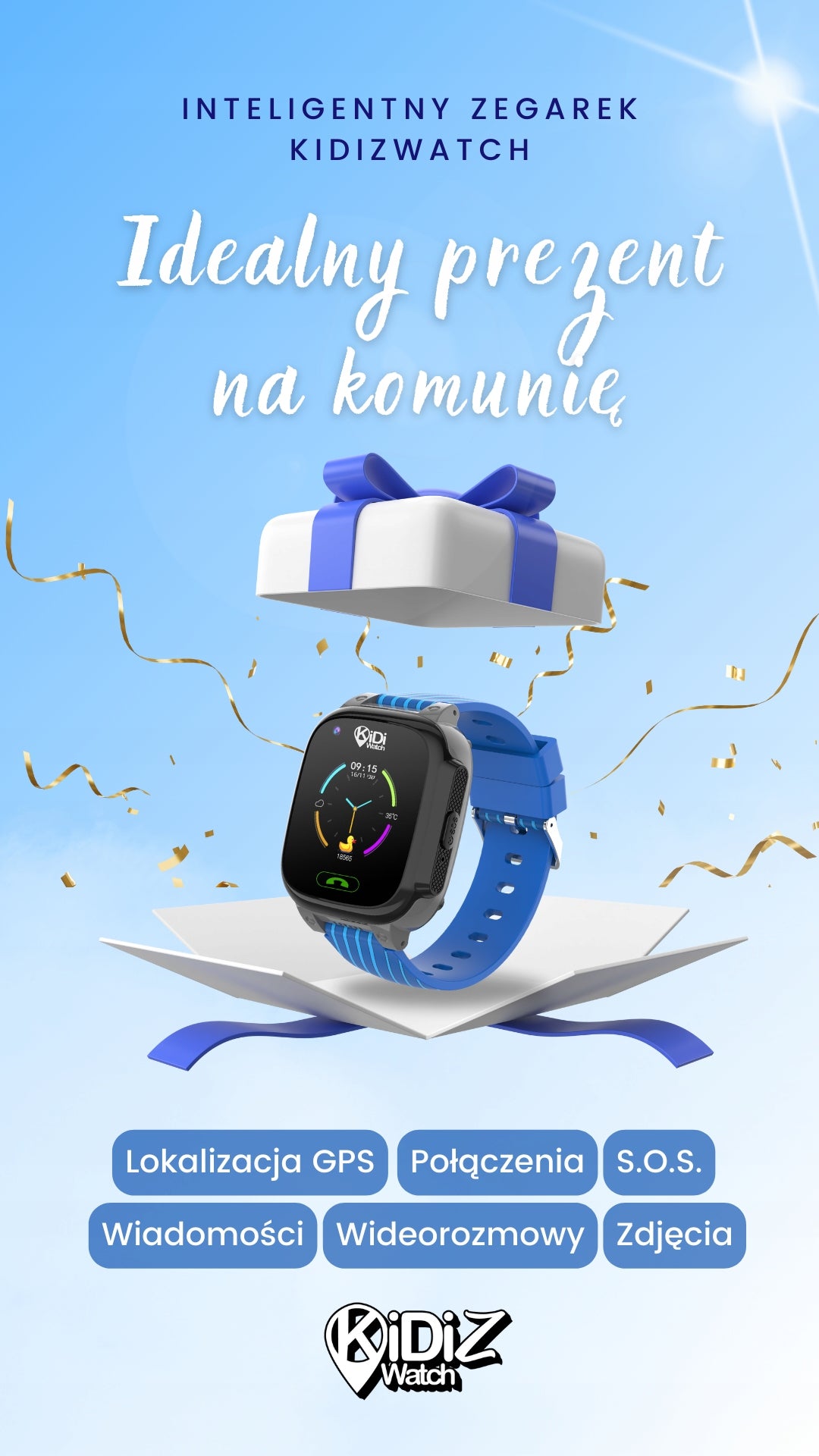 KiDiZ TOP Smartwatch For Baby 4G GPS SOS WiFi Camera Blue Brand Kidizwatch