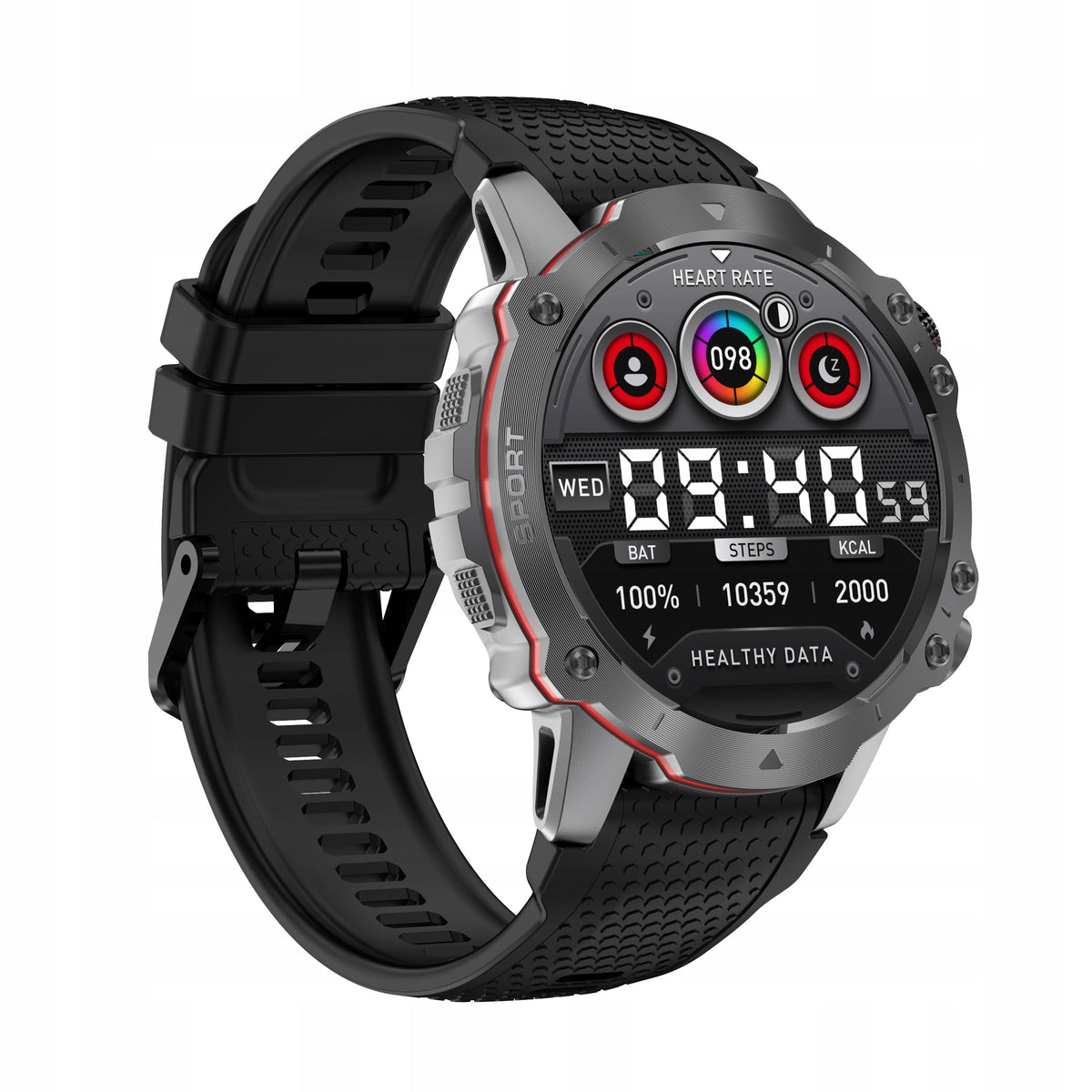 Kiano KW-SB Black - Stylish Black Smartwatch with Extra Strap