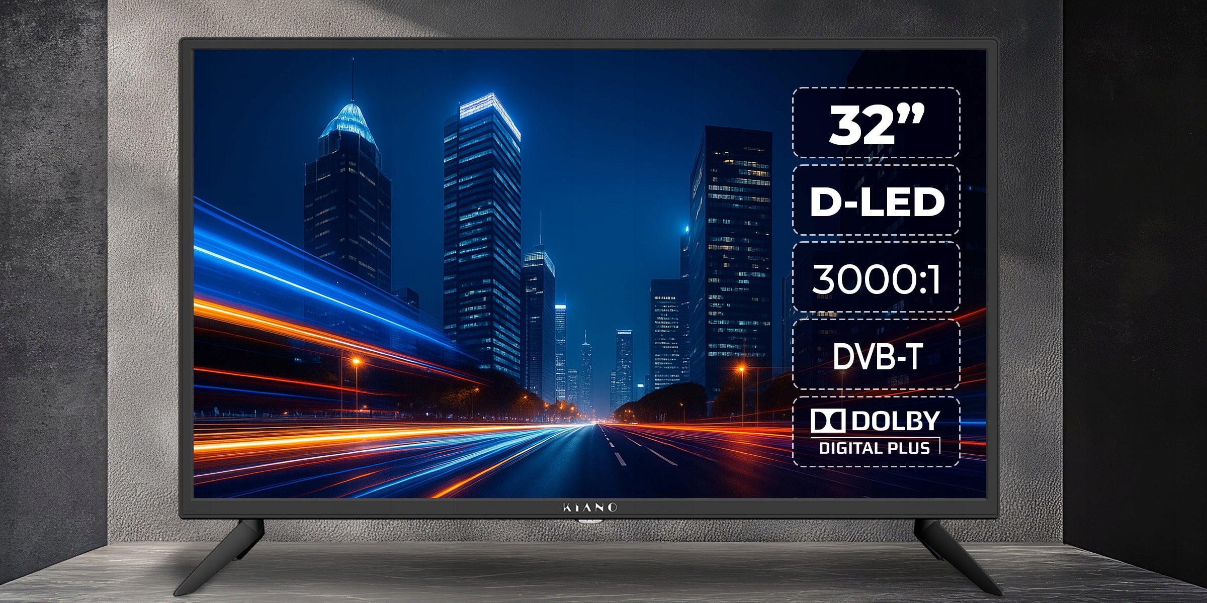 Kiano TV KS32 Thin Frame D-LED HD DVB-T2/HEVC USB HDMI tv 32 inches Manufacturer code Telewizor 32 cale KS32