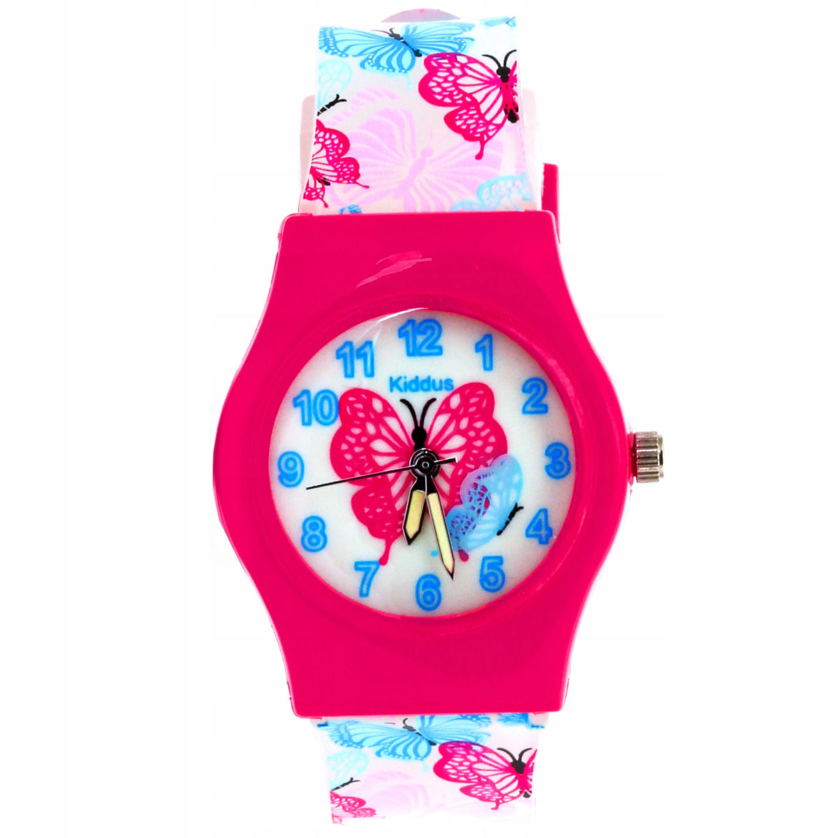 Kiddus Analog Watch for Kids. Glows in the Dark. Butterfly. Brand Kiddus