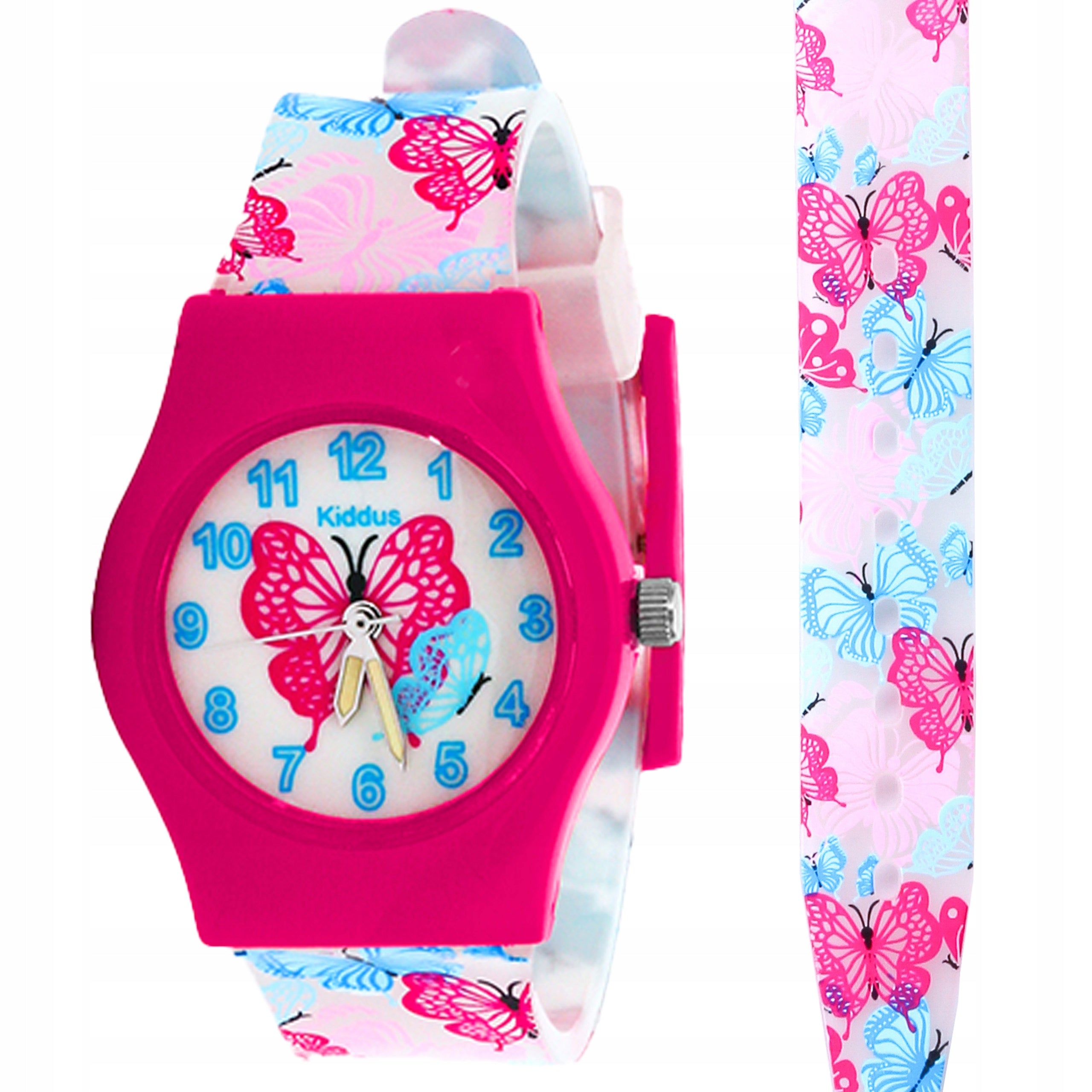 Kiddus Analog Watch for Kids. Glows in the Dark. Butterfly.