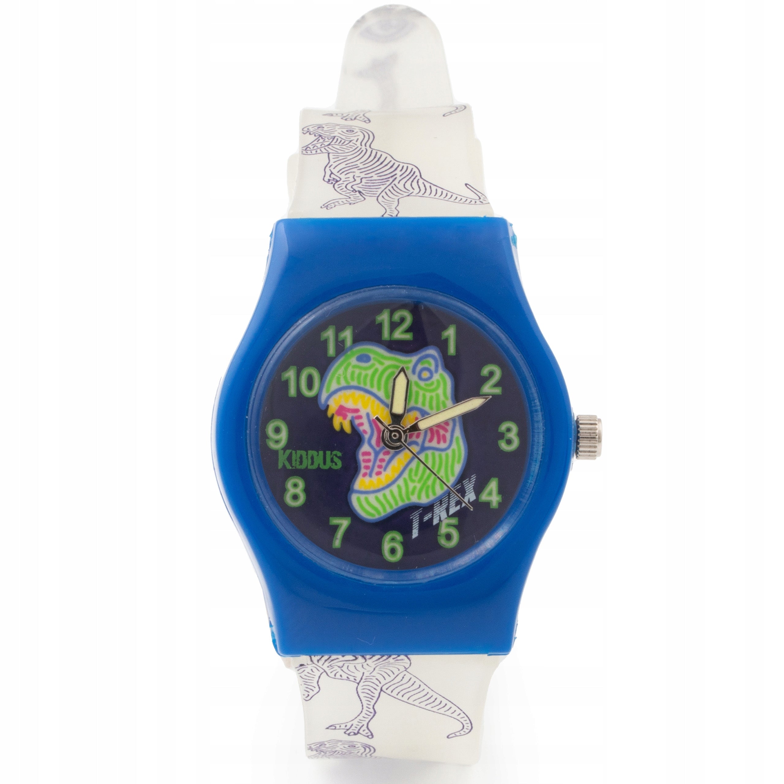 Kiddus Analog Watch for Kids. Glows in the Dark. T-Rex Dinosaur. Brand Kiddus