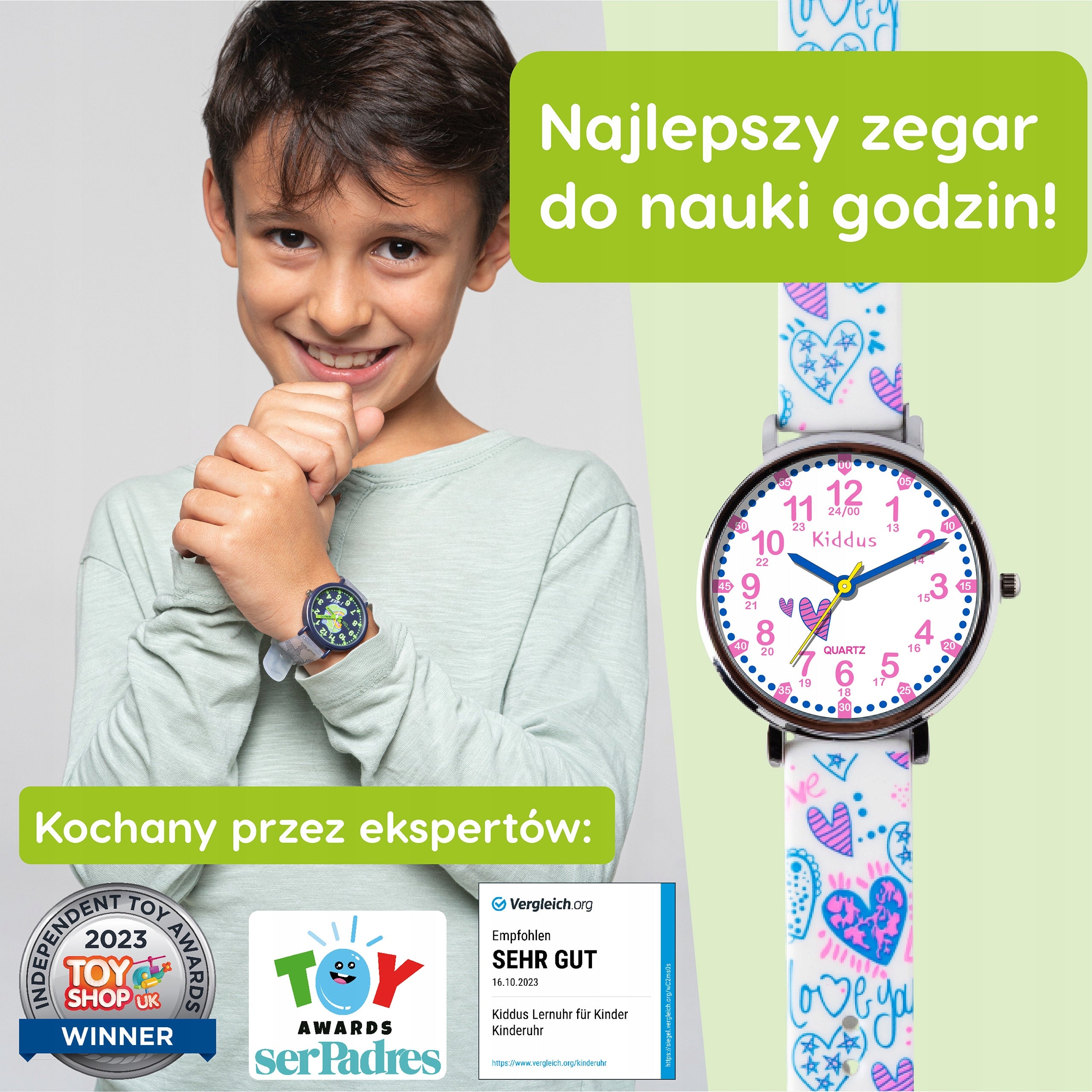 Kiddus Children's Watch Time Teacher Hearts Brand Kiddus