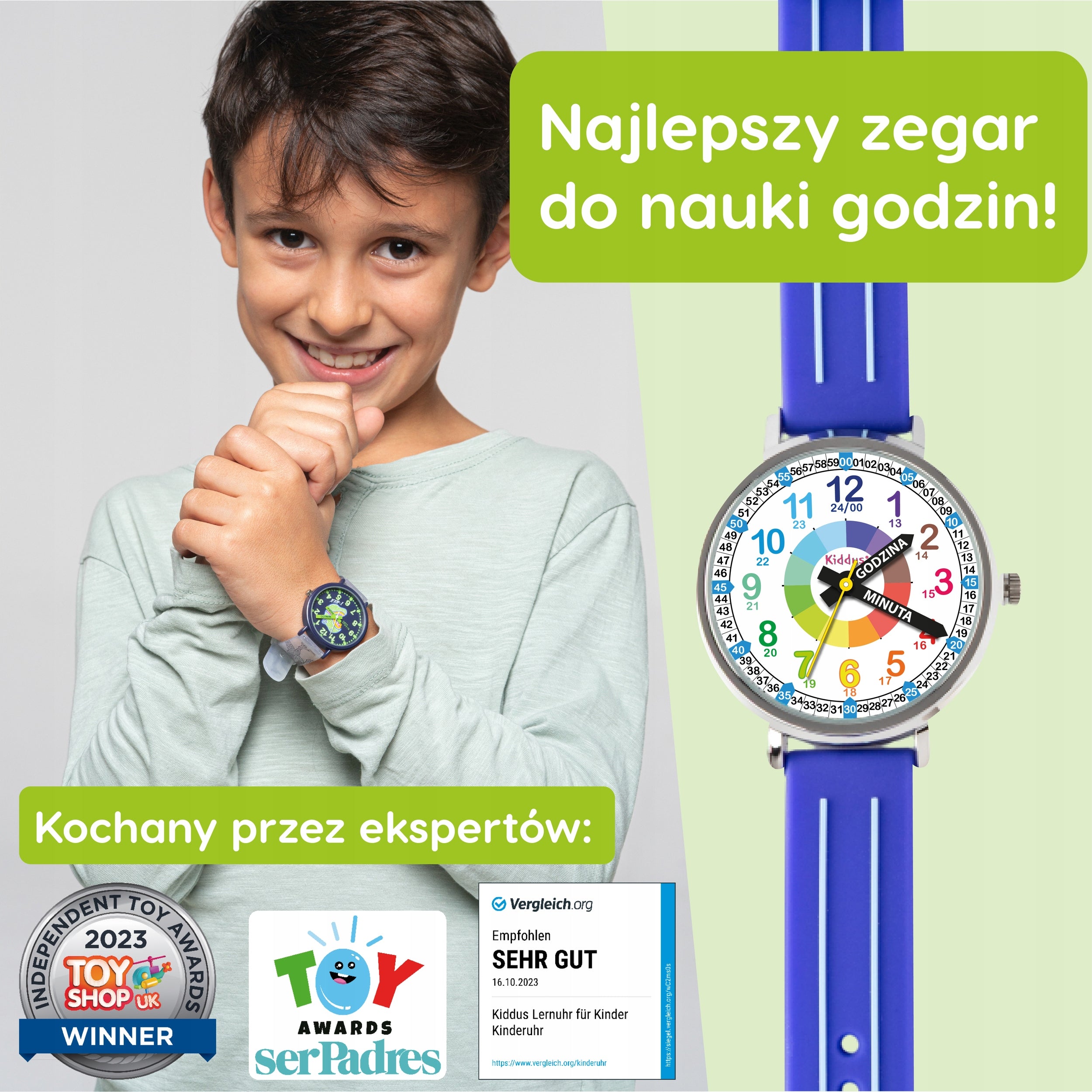 Kiddus Children's Watch Time Teacher Polish Blue Manufacturer code WA357