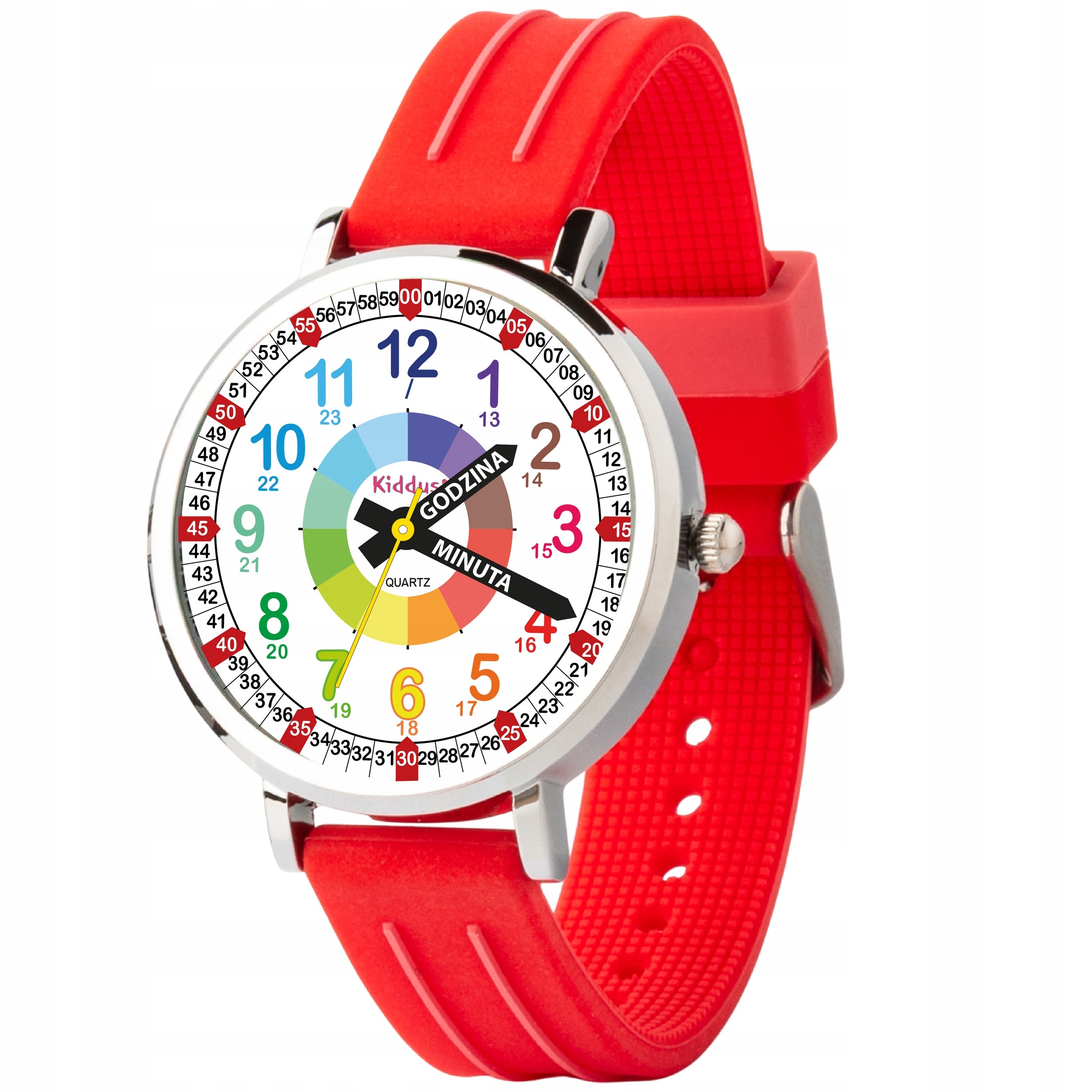 Kiddus Children's Watch Time Teacher Polish Red