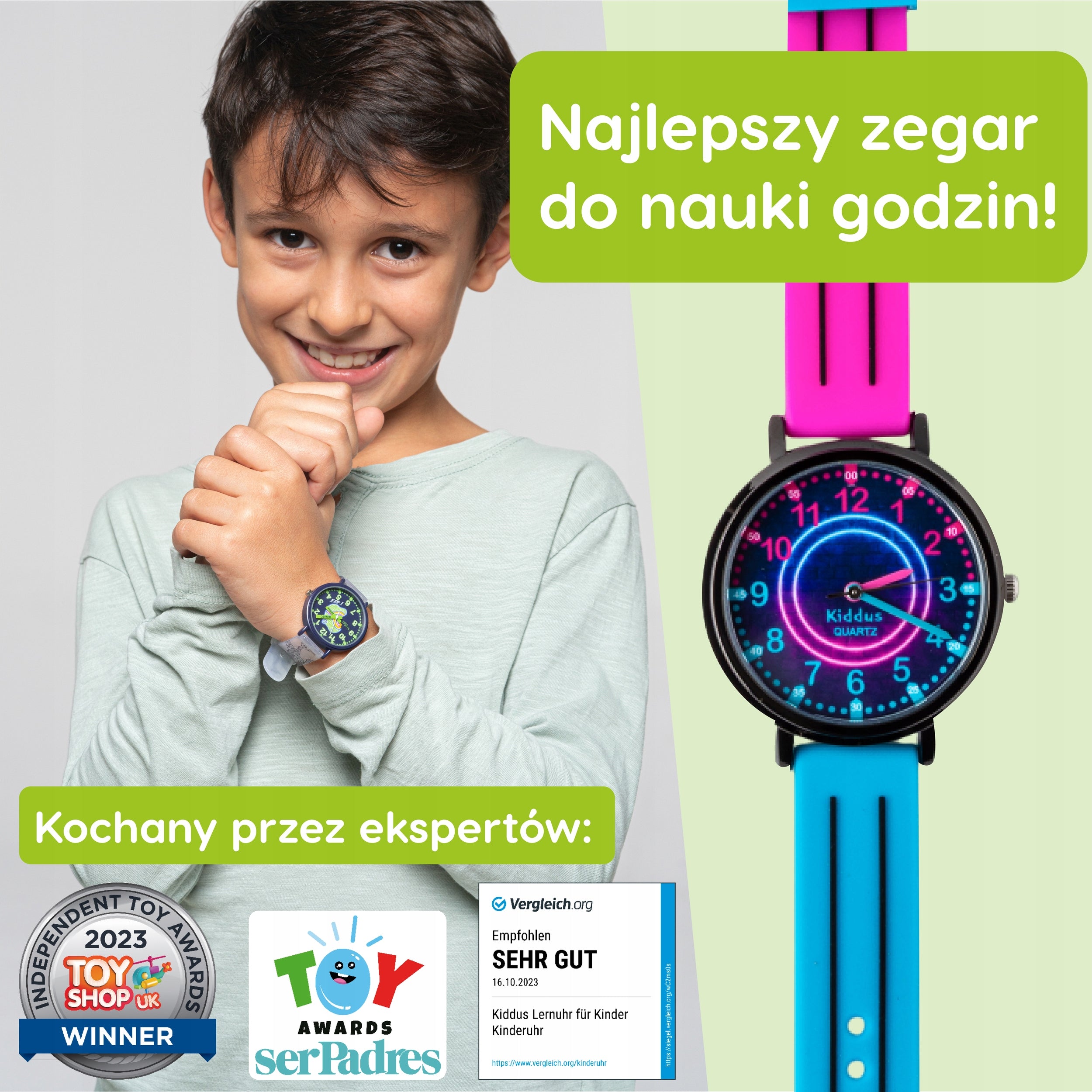 Kiddus Kids' Time Teacher Watch - Neon Colors Manufacturer code WA356