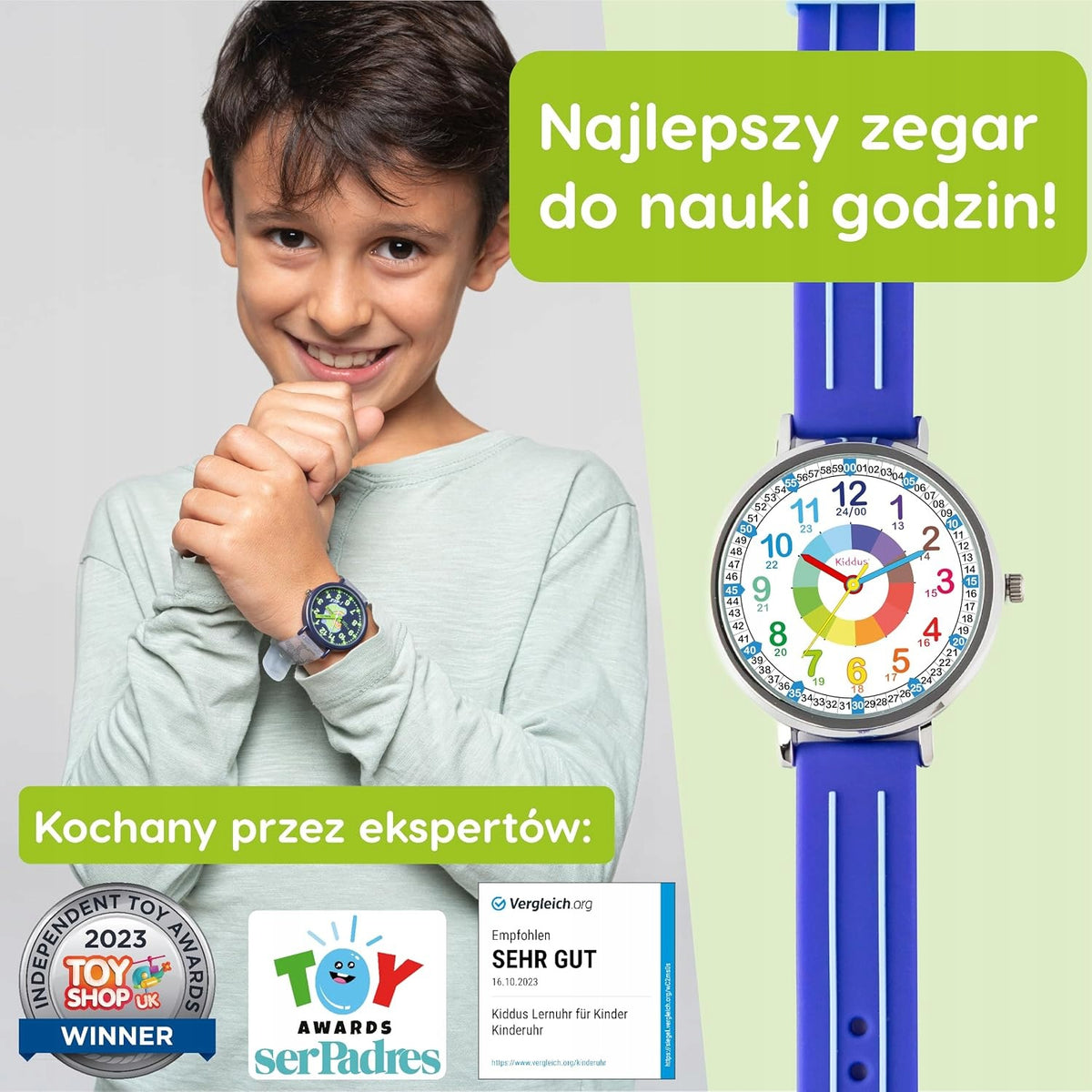 Kiddus analog educational watch for children learning hours Product weight with unit packaging 0.09 kg