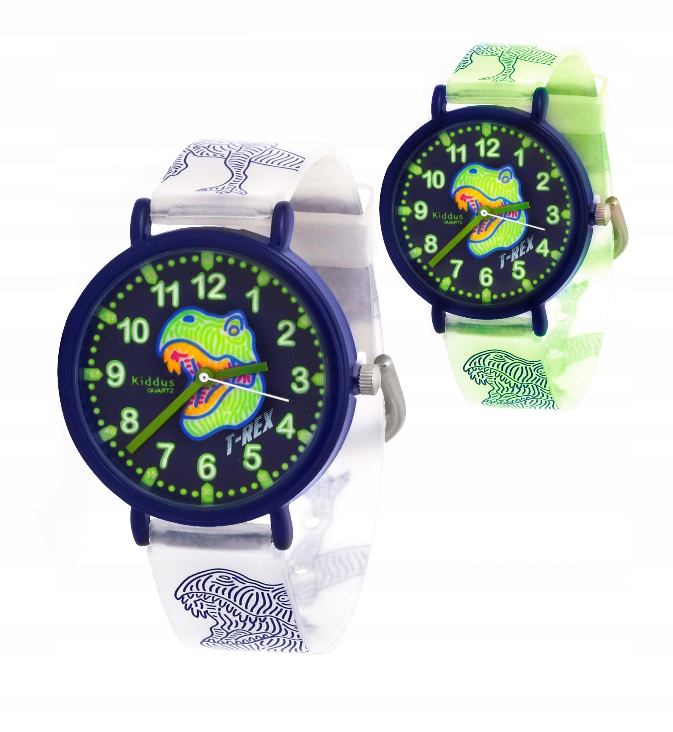 Kiddus children's watch Time Teacher Glow in the dark T-Rex Brand Kiddus
