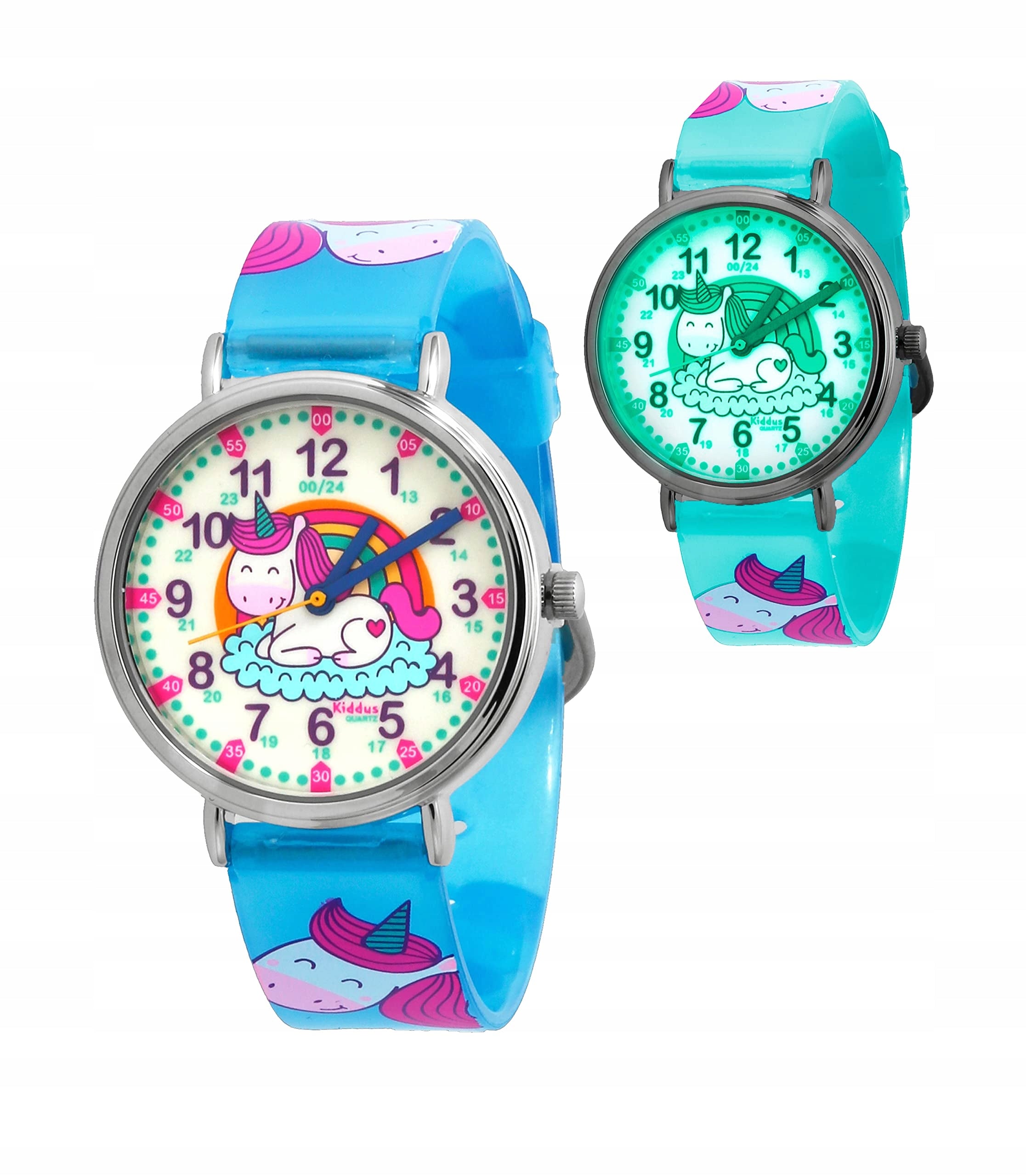 Kiddus children's watch Time Teacher Happy Unicorn Fluor Brand Kiddus