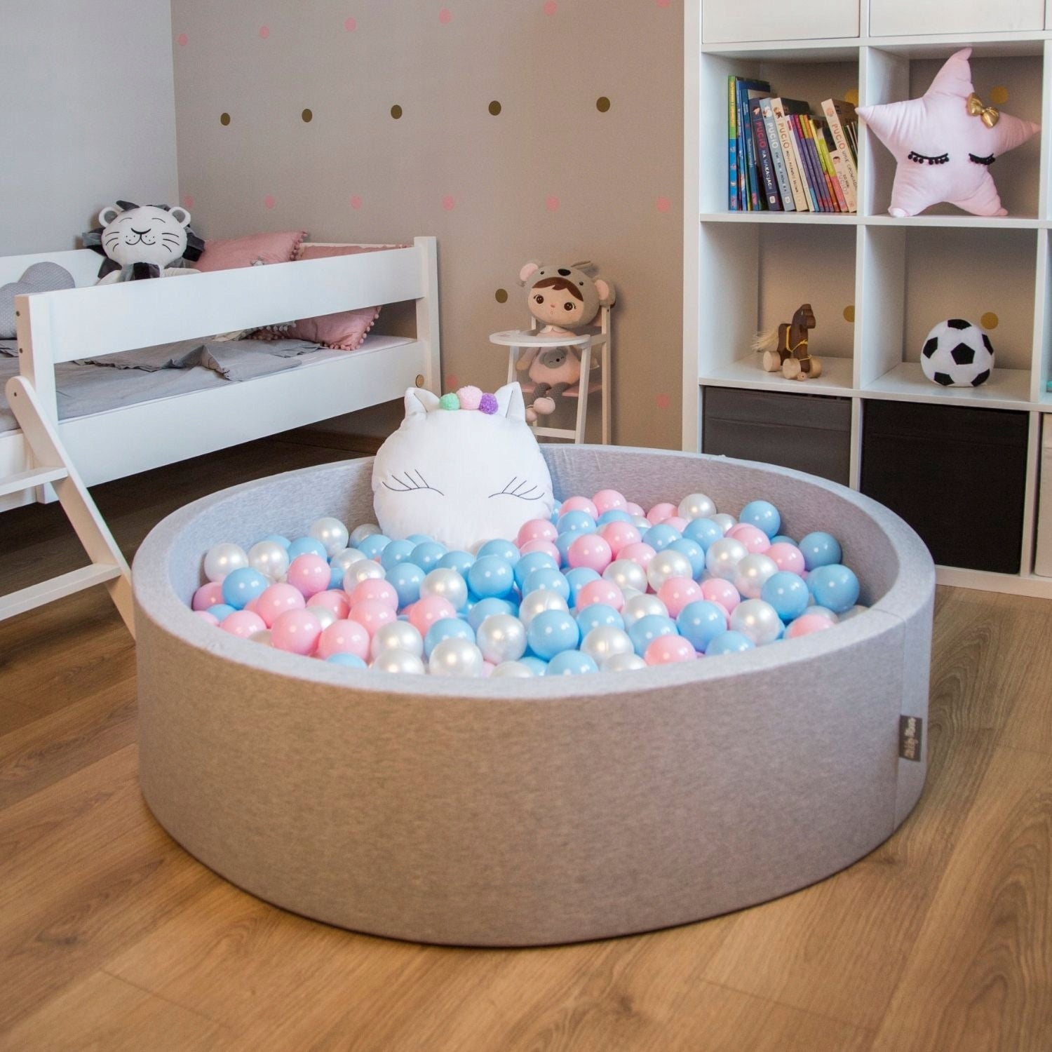 KiddyMoon DRY POOL 120x30 FOR CHILDREN ROUND LARGE 200 BALLS LIGHT GREY Character/Title none