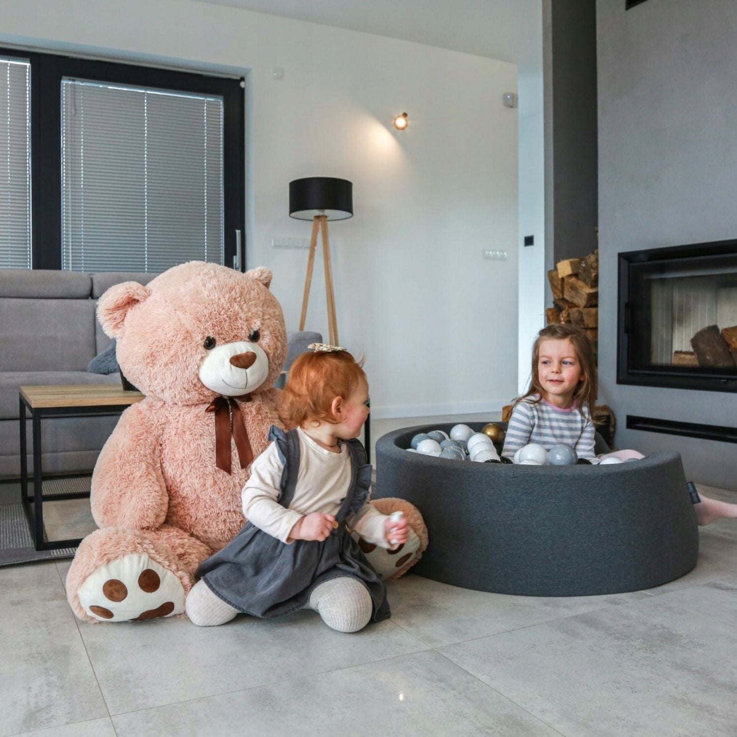 KiddyMoon DRY POOL 120x30 FOR CHILDREN ROUND LARGE 600 BALLS dark grey Product width 120 cm