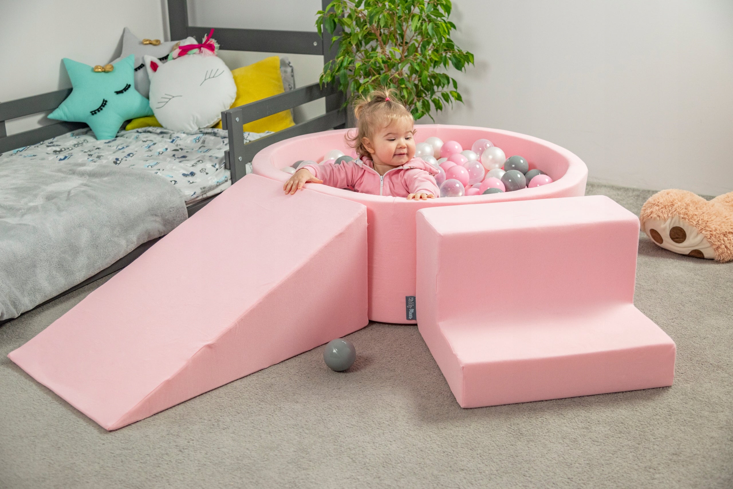 KiddyMoon Foam square toys pink 200 balls PPZP-OK30D-122 Color pink