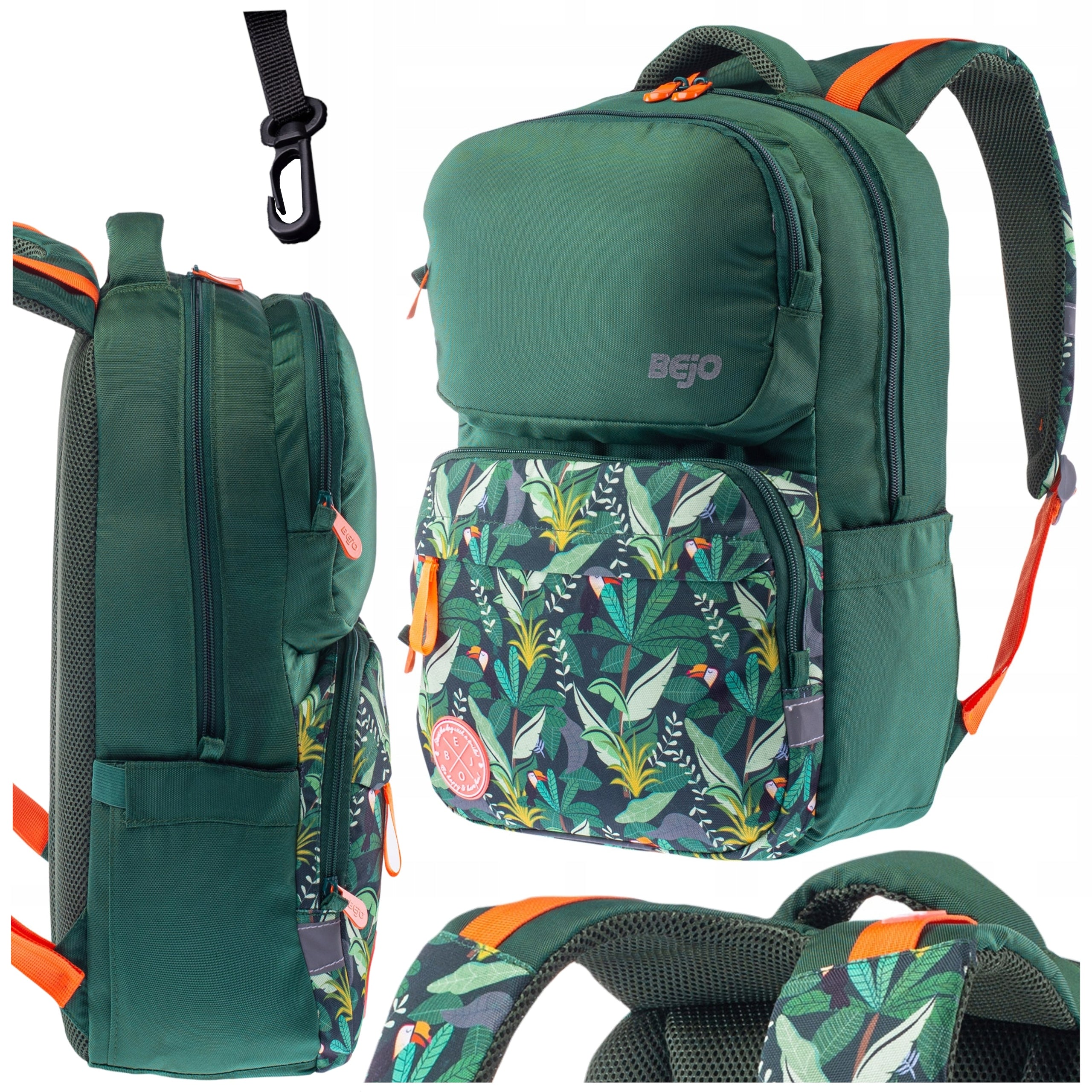 Kids' Backpack BEJO AHOY Green Spacious Main Compartment Organizer Straps