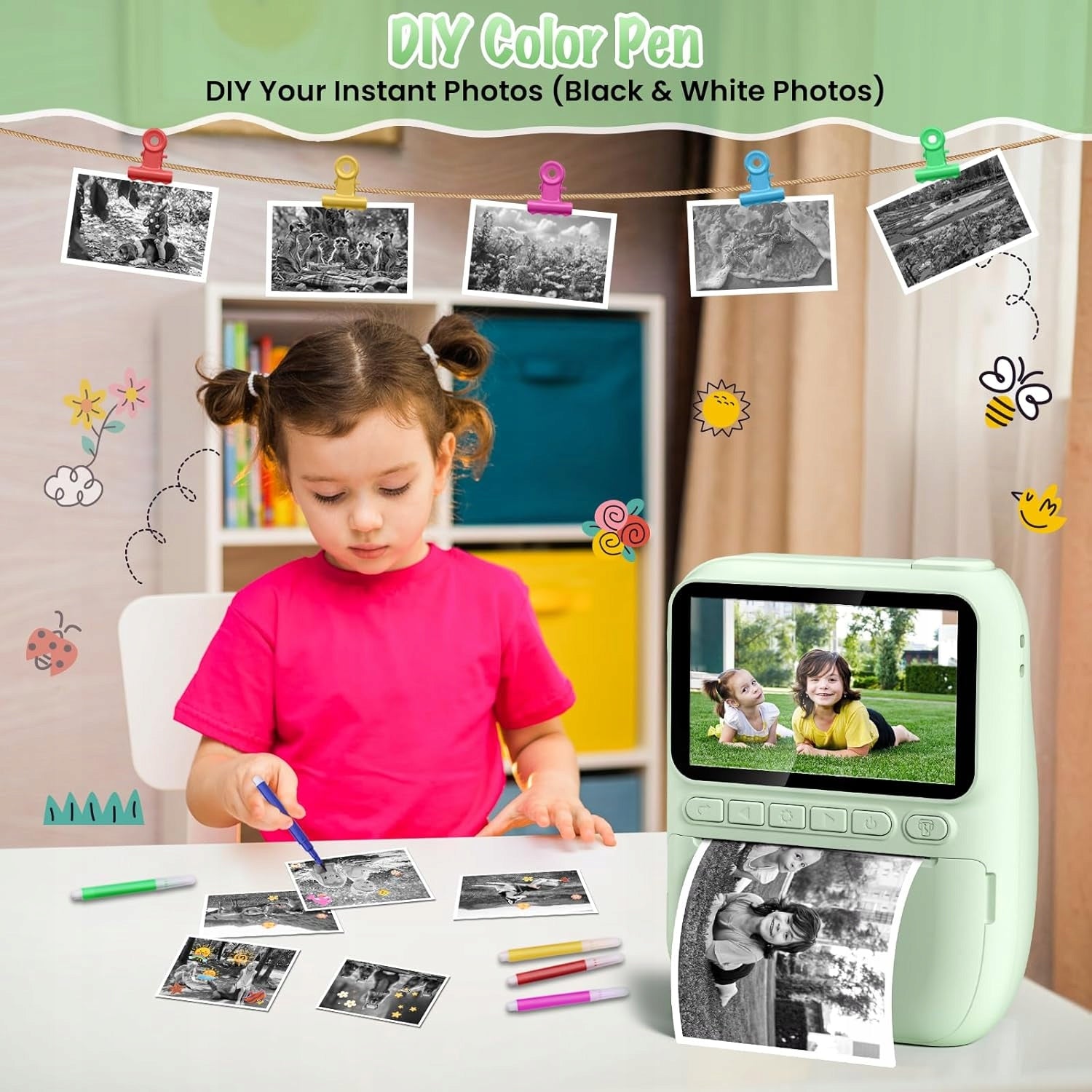 Kids Camera Instant Thermal Printing Screen 3 Inch MP3 Card 32GB Manufacturer code SBY-2025MYH2