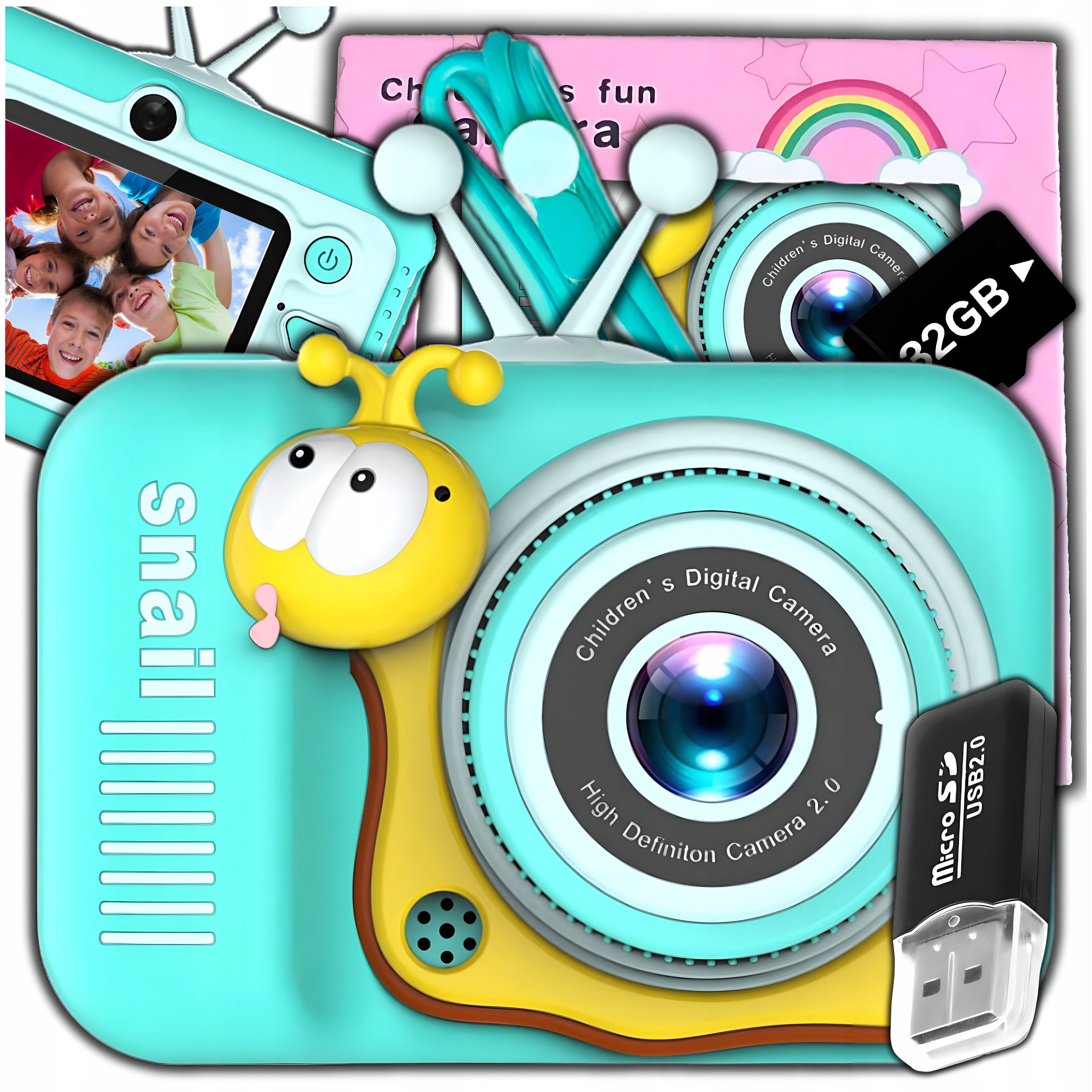 Kids Digital Camera 40MP Toy Camera Games + 32GB Card