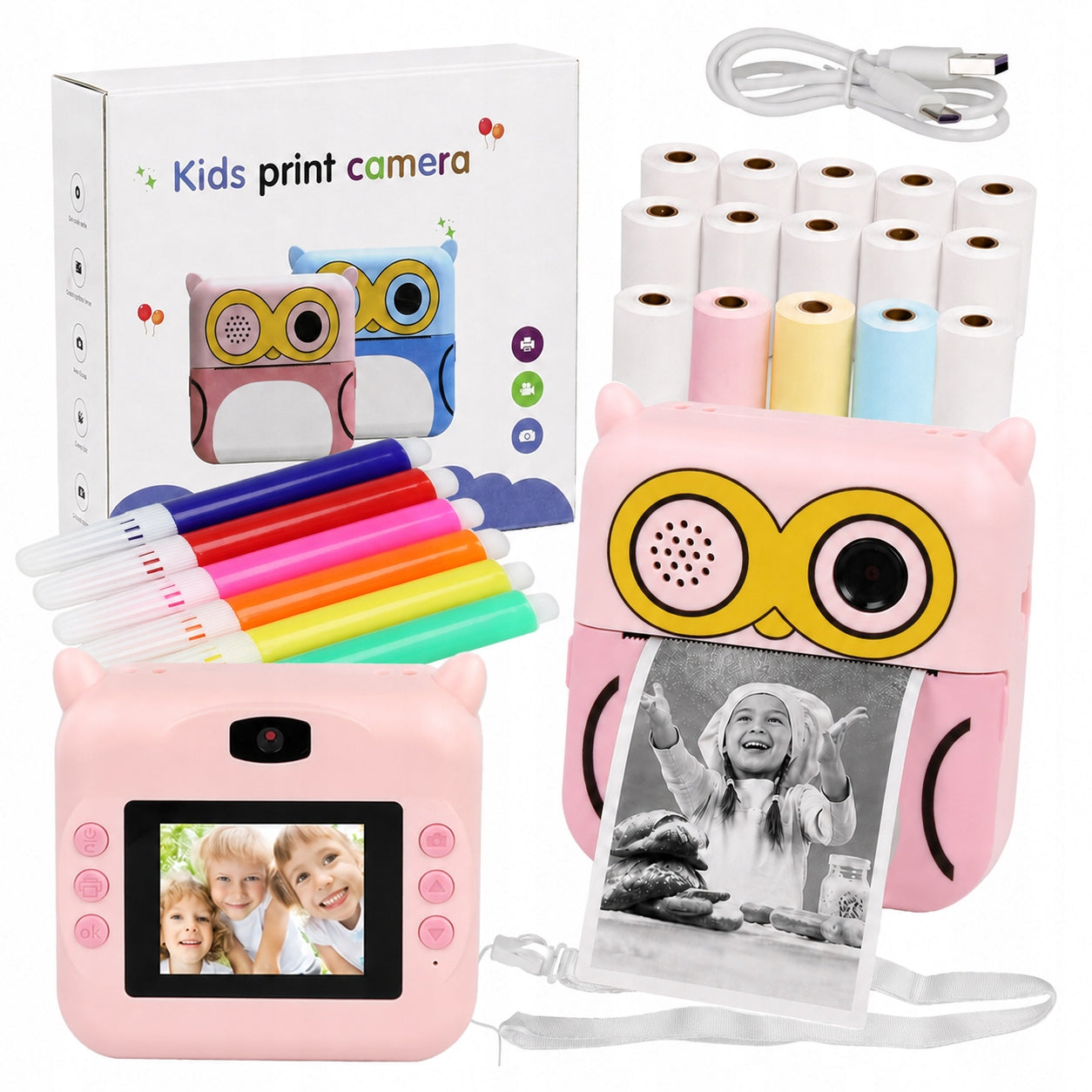 Kids Digital Camera Instant Zoom Mini Marker Printer 15 Rolls Model 651460649