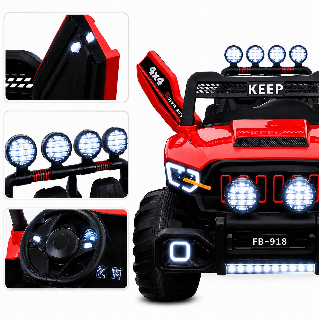 Kids Electric Car 4x4 Jeep Remote Control LED Car Battery Operated 4x100 Packaging status original
