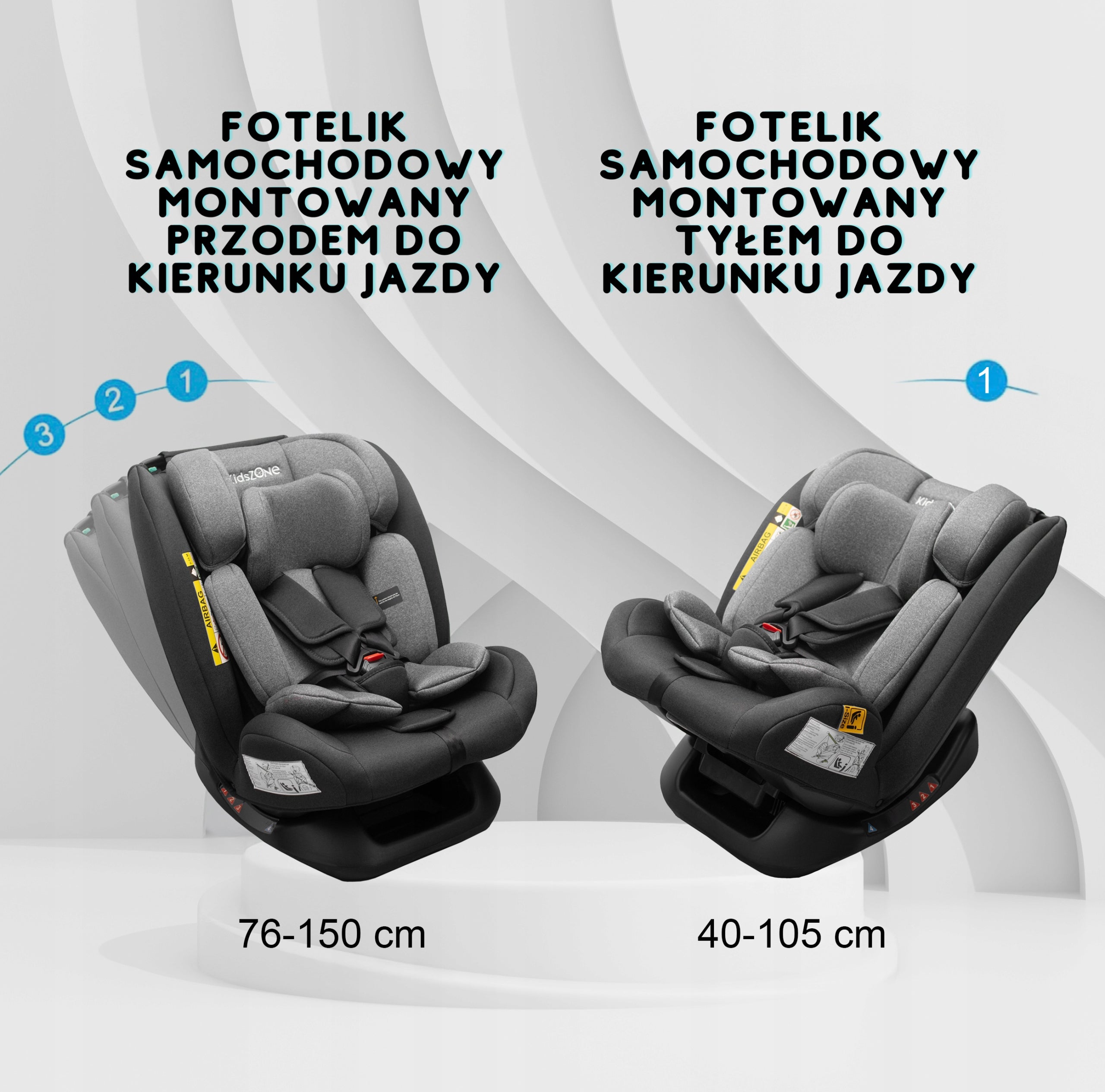 Kids Zone i-Size car seat 40-150 cm 0-36 kg without isofix Color gray