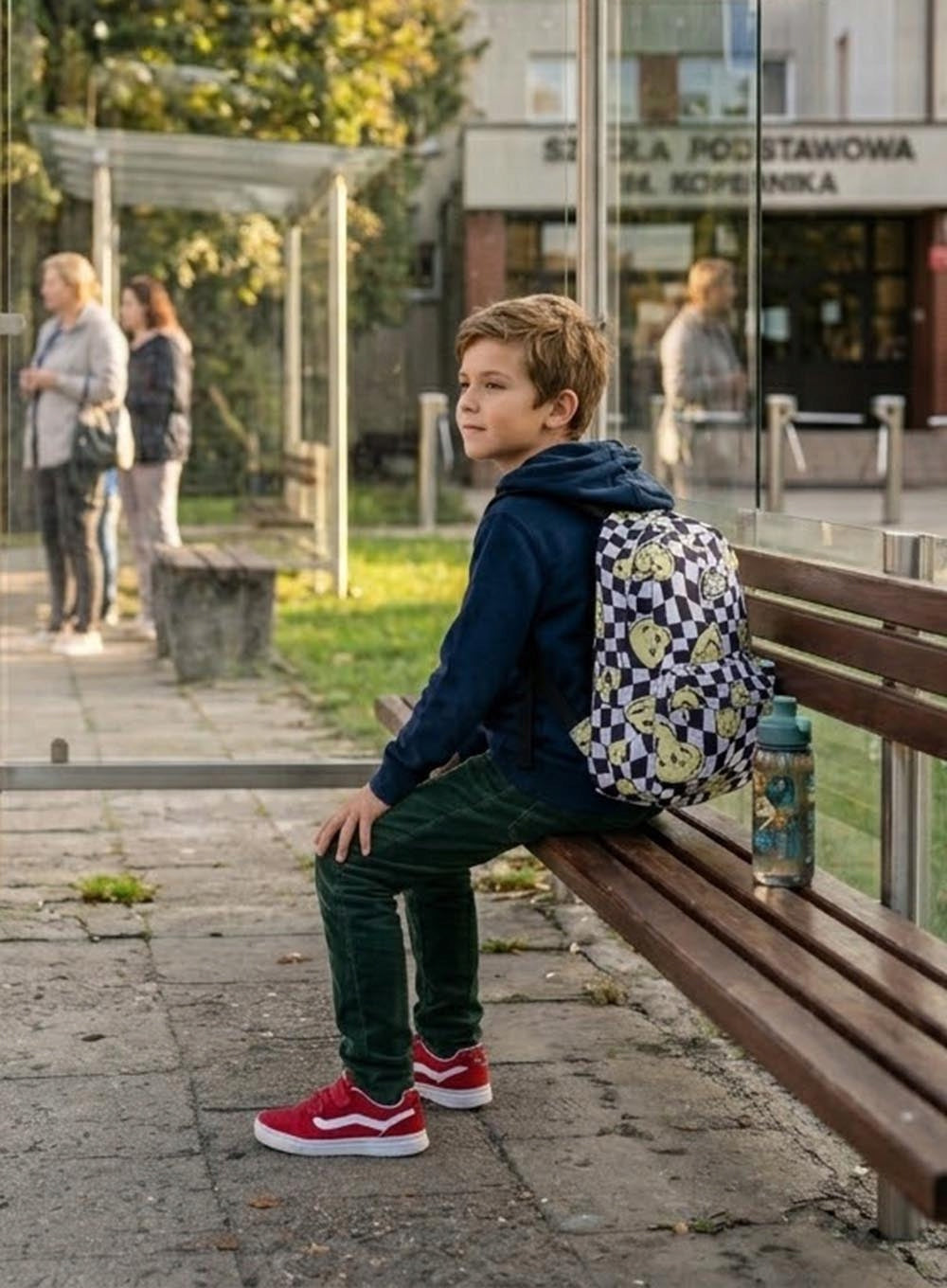 Kids backpack Vans Old Skool Grom - checkerboard black / white Gender unisex